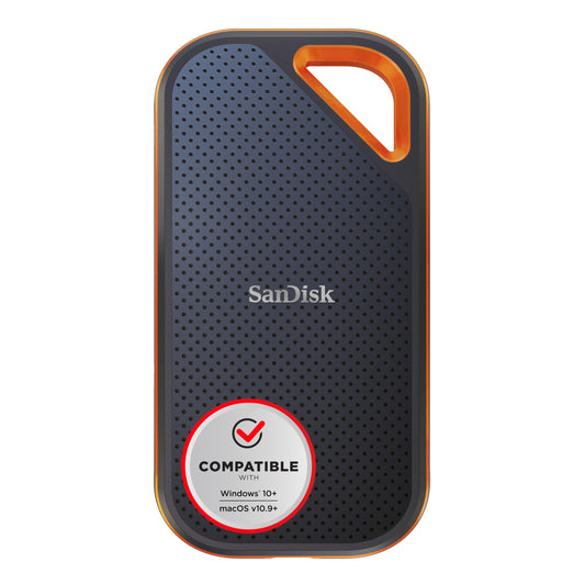 SanDisk Extreme PRO Portable SSD 2TB (external SSD, NVMe SSD performance, 2.5 inch, 2,000 MB/s read and write, AES encryption, IP65 water and dust protection) gray - SDSSDE81-2T00-G25