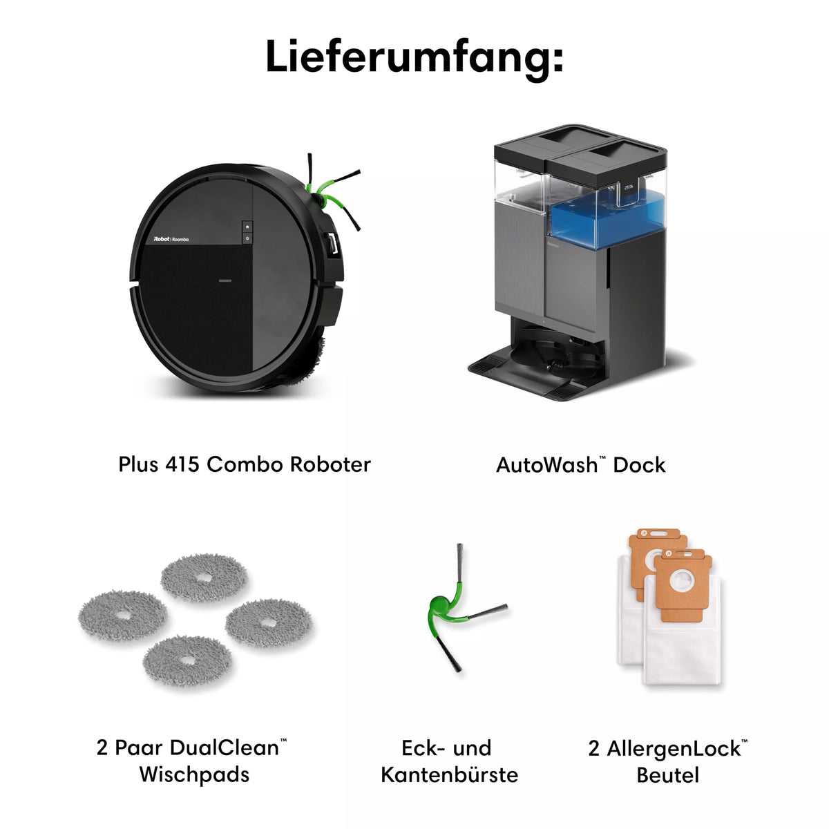 iRobot Roomba Plus 415 Saugroboter, AutoWash Basis, Rotierende Wischtücher - G285040
