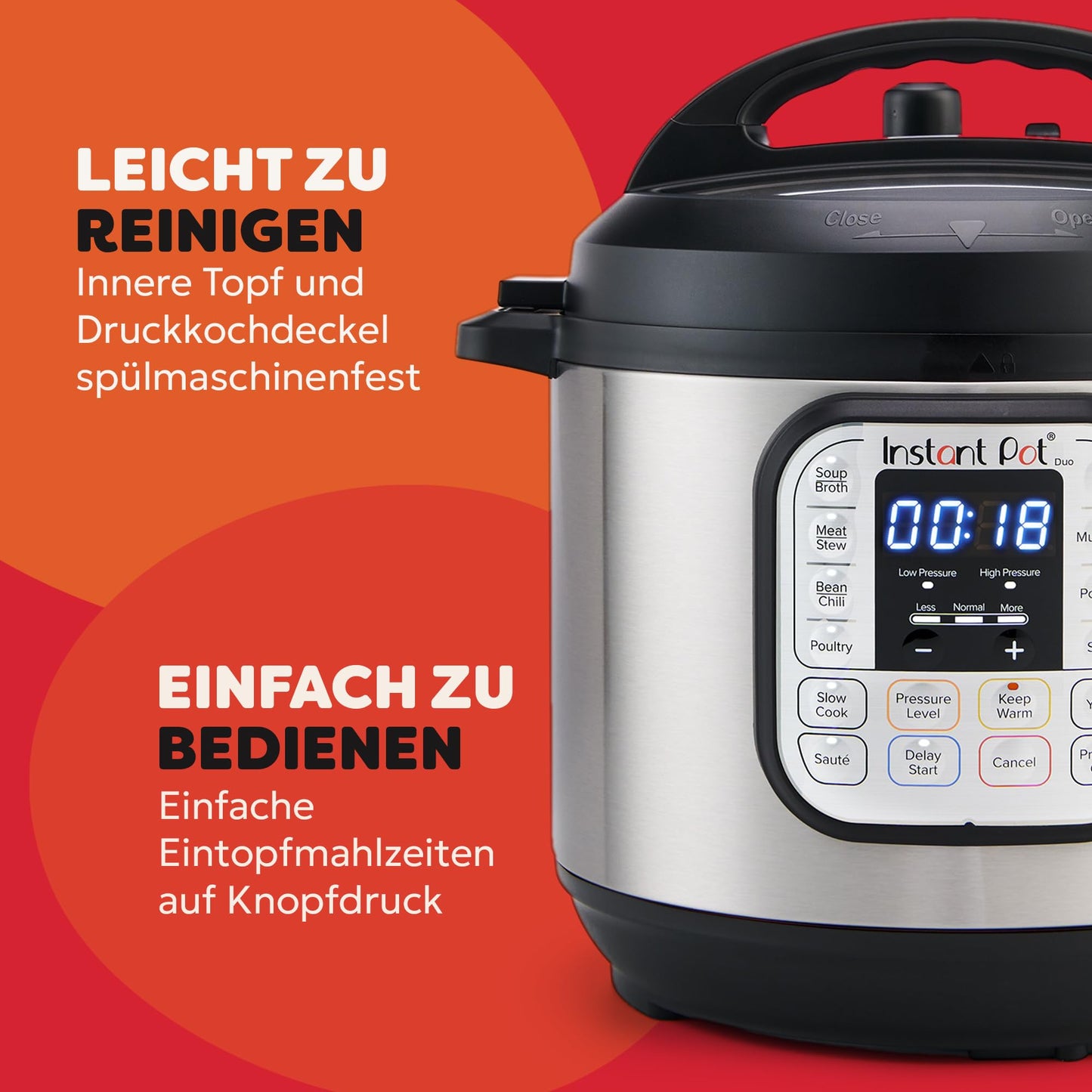 Instant Pot Duo 80 electric multi-cooker 1200 W, 7.6L, stainless steel, pressure cooker, slow cooker, rice cooker, sauté pan, yogurt maker, steamer and sterilizer, silver - 113-0061-01-EU