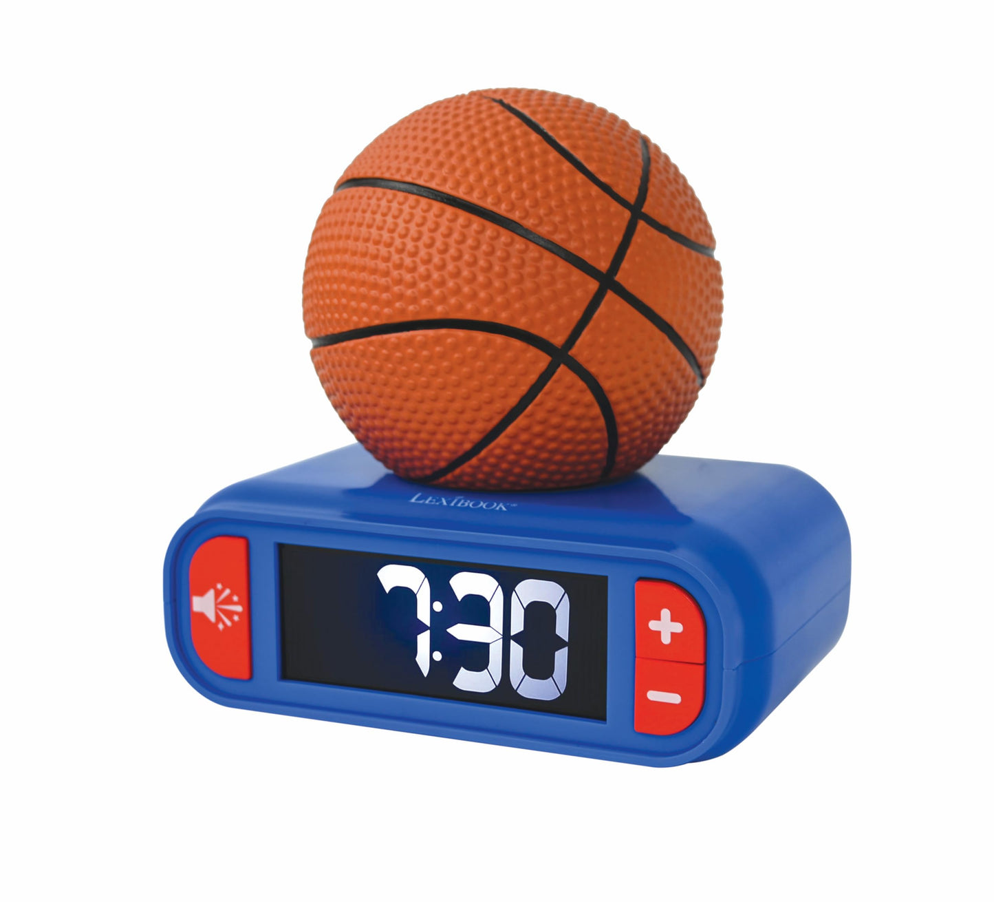 Lexibook, Basketball, Basketball Night Light Alarm Clock, Sounds and Melodies, LCD Screen with Backlight, Illuminated, Snooze, Blue/Orange, RL800BA