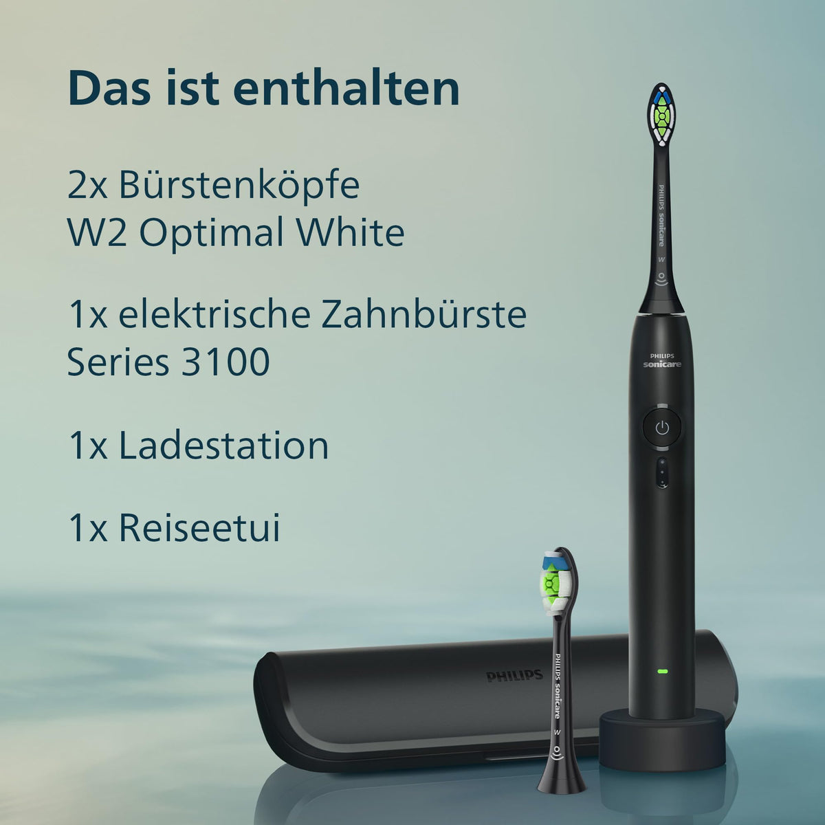 Philips Sonicare Series 3100 Electric Toothbrush – Sonic toothbrush with pressure sensor, 3 intensity levels, EasyStart, SmartTimer, 14 days of battery life, travel case, Black, HX4034/22, [New]