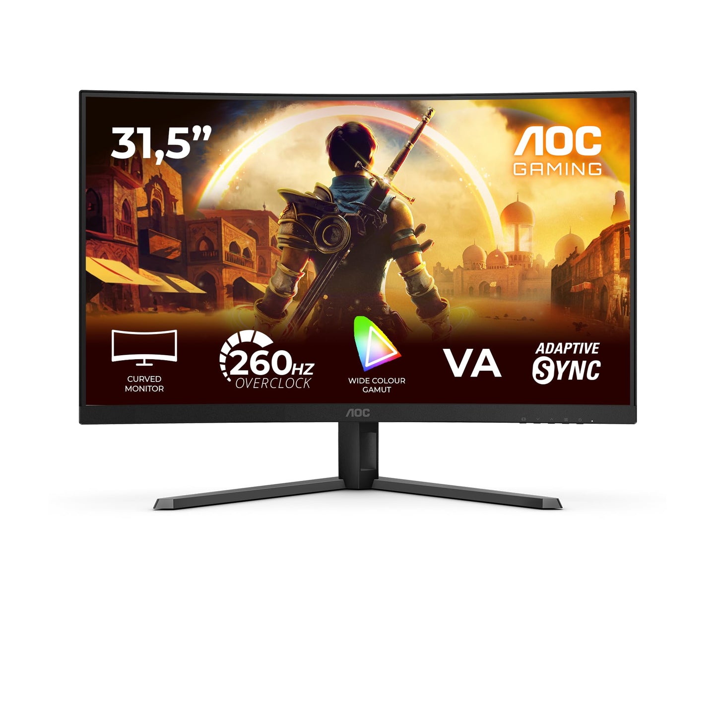 AOC C32G42ZE 32 inch curved, FHD gaming monitor, 260Hz, VA panel, 4ms GtG, HDR10, FreeSync Premium, (1920x1080 HDMI 1x 2.0 DP 1x 1.4) black