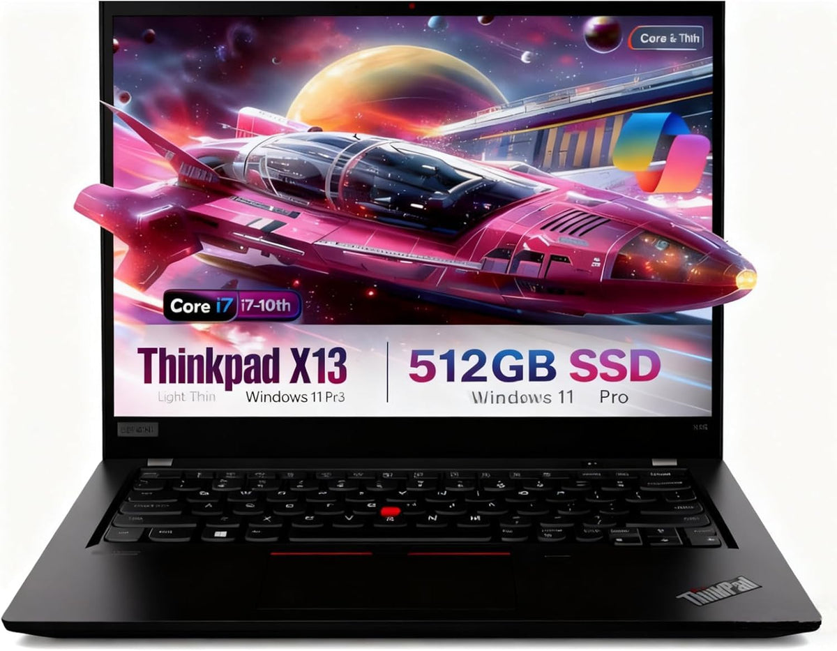Lenovo ThinkPad X13 Gen 1 Laptop de afaceri, notebook FHD de 13,3 inch, Intel Core i7-10510U, 8GB RAM, 512GB SSD, tastatură US QWERTY, Windows 11 Pro (reînnoit)