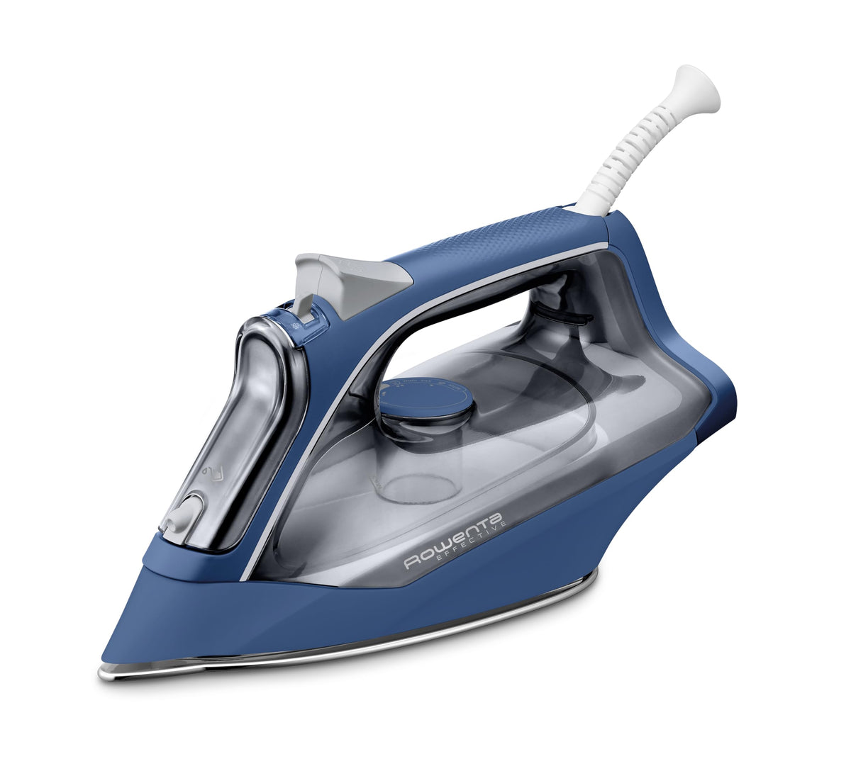 Rowenta Effective+ Fier de călcat cu aburi, 2400 Watt, eliberare continuă de aburi de 40 g/min, funcție de abur, caracteristici prietenoase cu utilizatorul, rezervor de apă transparent, Albastru/Gri, DX1636D1