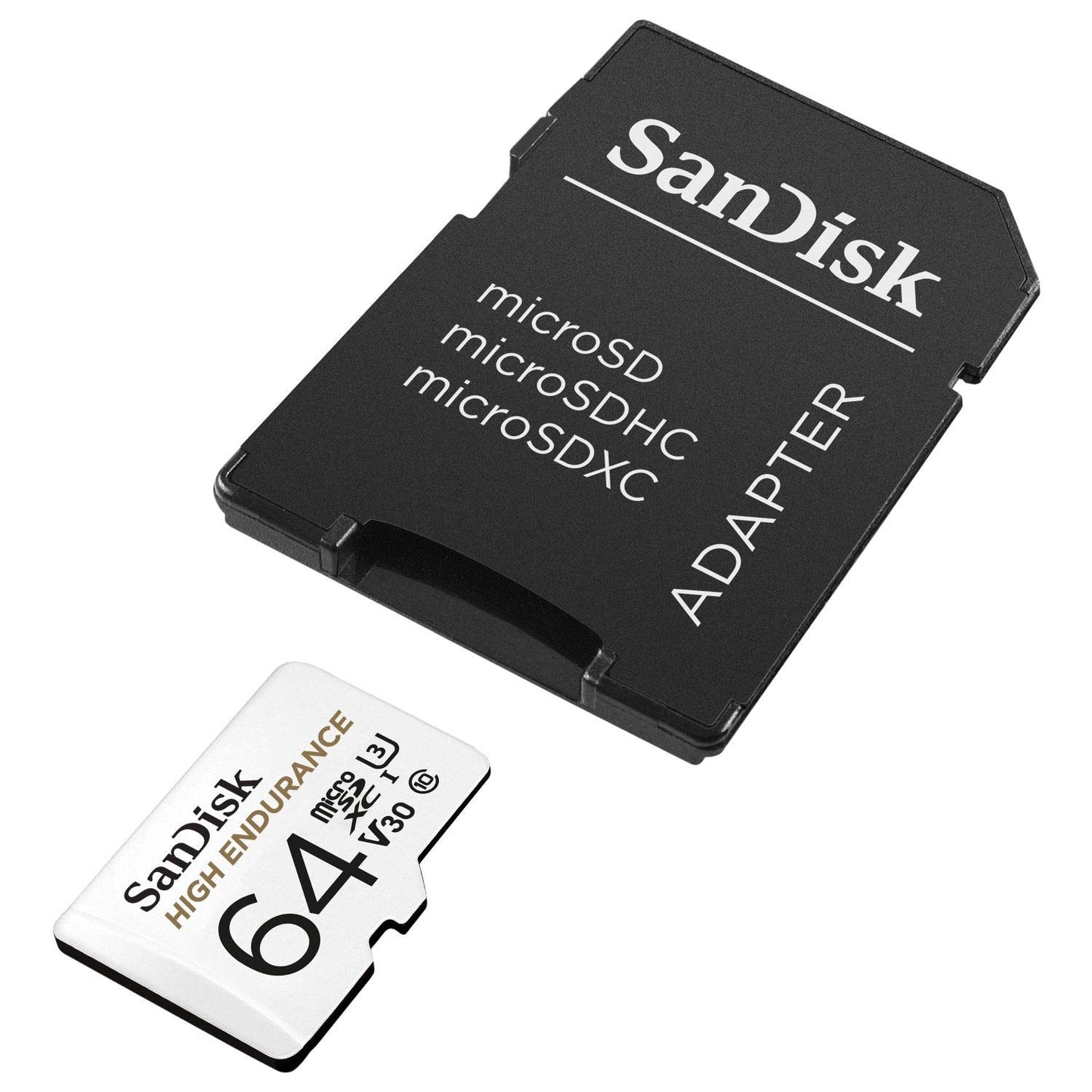 SanDisk High Endurance microSDXC Memory Card 64GB + Adapter (For Dash Cams and Private Surveillance Cameras, 100MB/s Read, V30 for Full HD and 4K Videos) (Pack of 2) - SDSQQNR-064G-GN6IA
