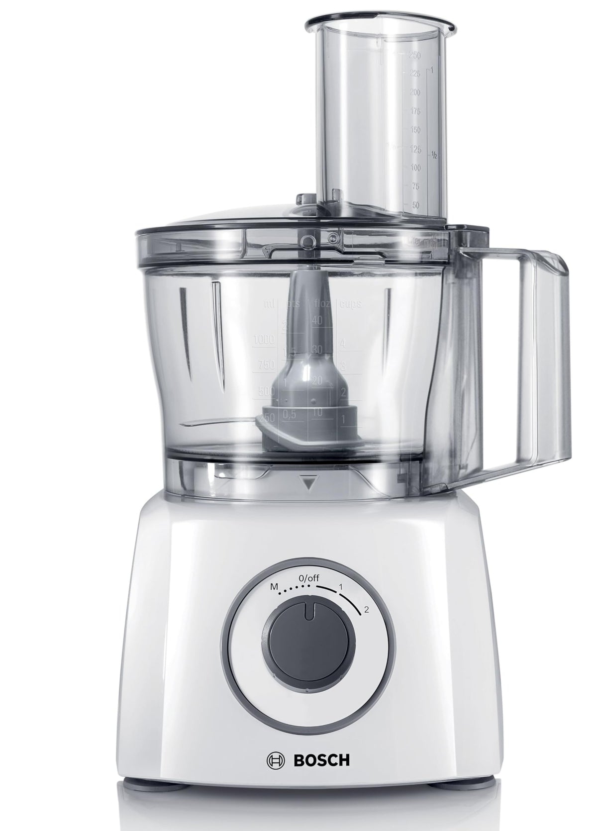 Bosch Compact Kitchen Machine Multi Talent 3, 30 functions, universal knife, slicing/grating disc, mixing bowl 2.3 L, blender 1.0 L, white, 800 W, small kitchen machine, MCM3200W