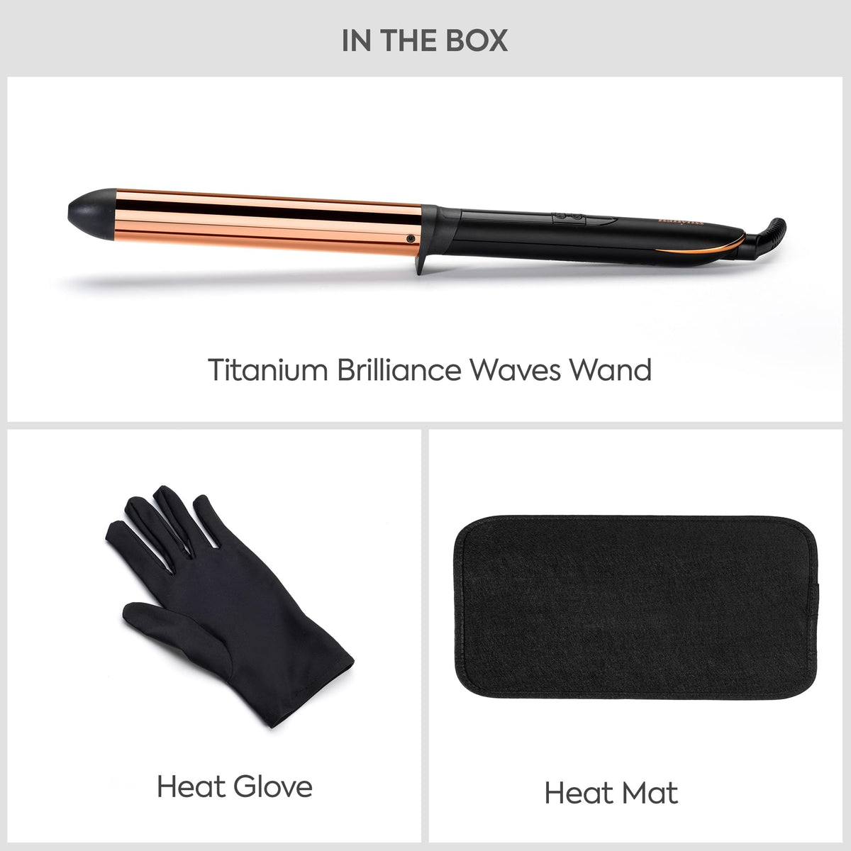 BaByliss Titan Wave Wand, durable waves effortlessly, 28 mm genuine titanium barrel, quick heating, up to 210 C, black - 2356U