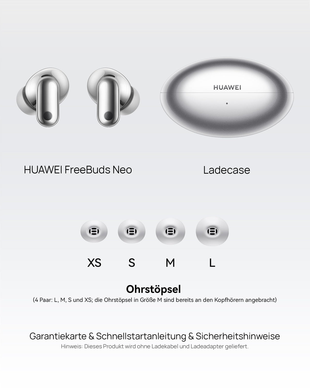 HUAWEI FreeBuds Neo Wireless In-Ear Headphones, 4.8 g, IP 55, Silver - Dolphin-T010