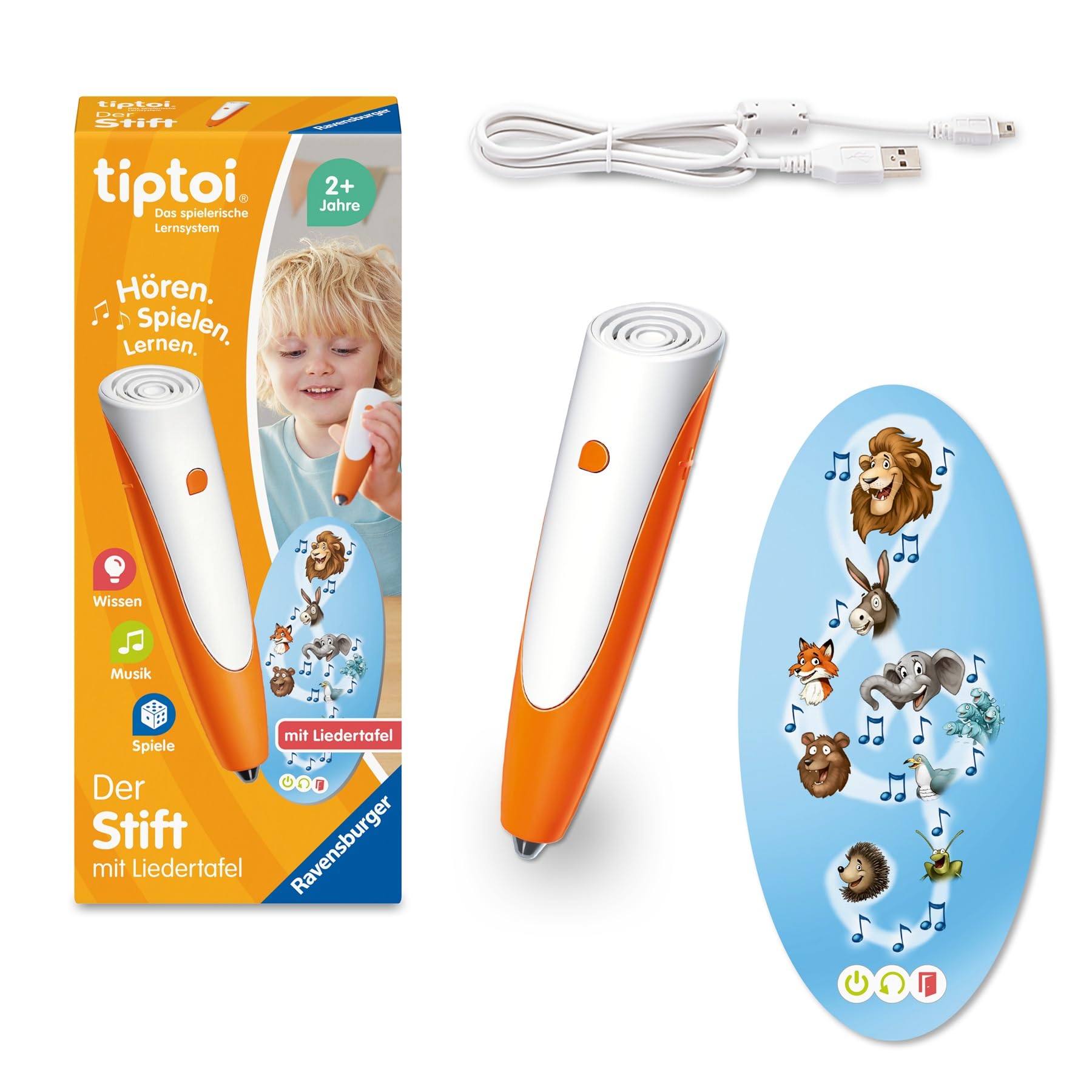 Ravensburger tiptoi pen with song board 00233 - The playful learning system, learning toy for children aged 2 and over - With tiptoi pen