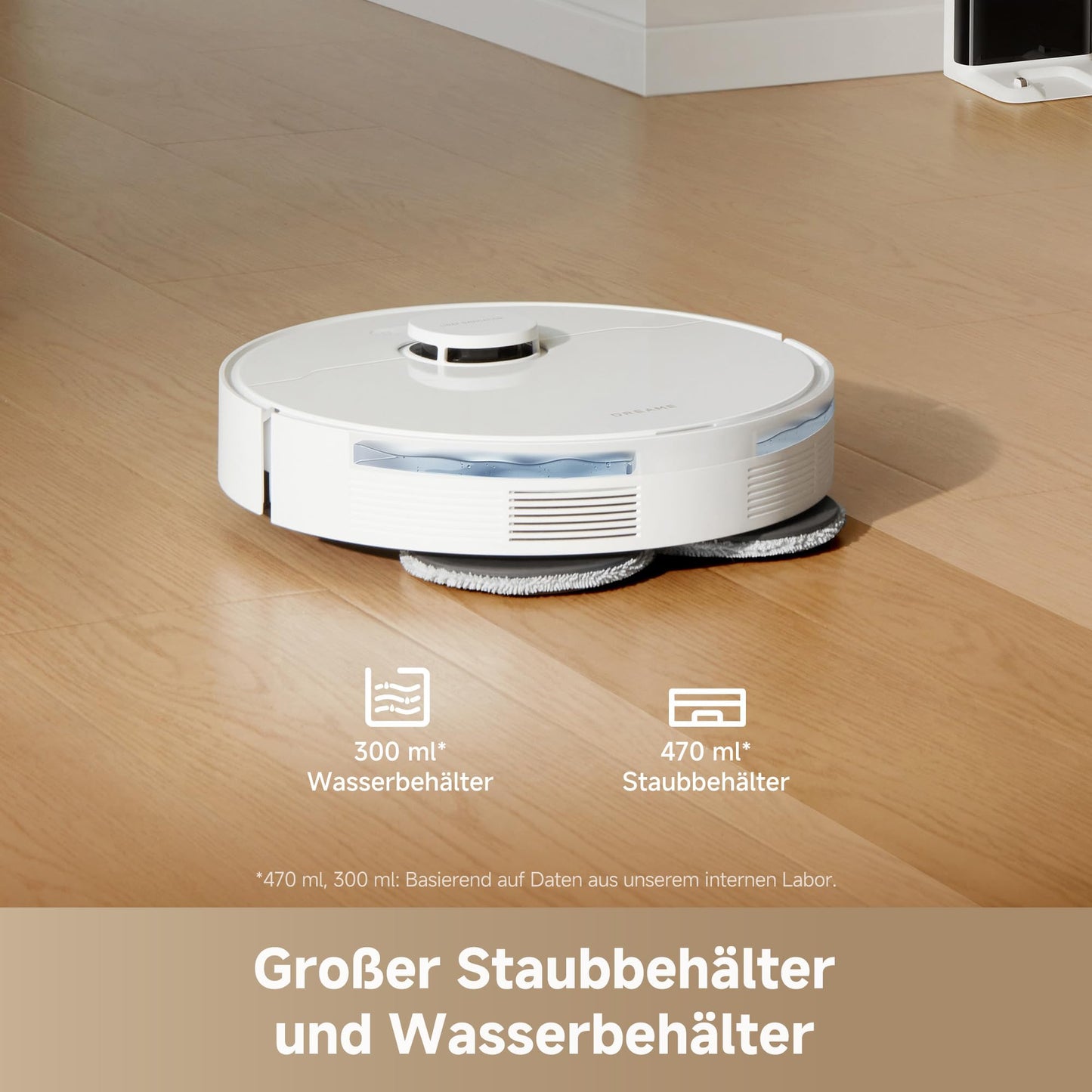 dreame L10s Pro Gen3, intelligent vacuum and mopping robot, Vormax suction power with 13,000 Pa, DuoScrub mopping system, automatic mop raising by 7 mm, powerful carpet cleaning, 5,200mAh battery - RLL42SDA