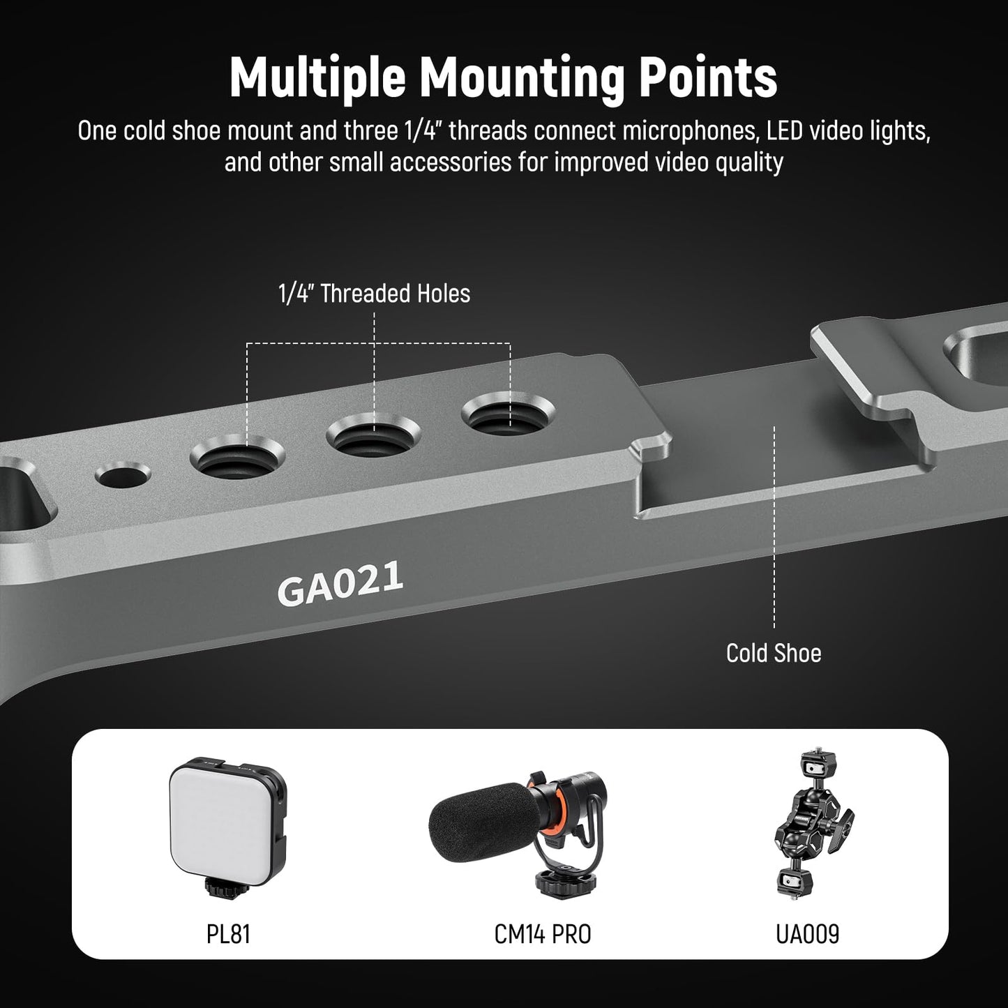 NEEWER NATO monitor mount for RS Gimbal, 360° rotating field monitor mount with NATO clamp and 1/4" thread, compatible with DJI RS5, RS4, RS4PRO, RS3, RS3PRO, RS2, RSC2, RoninS, RoninSC, GA021 - 10105014