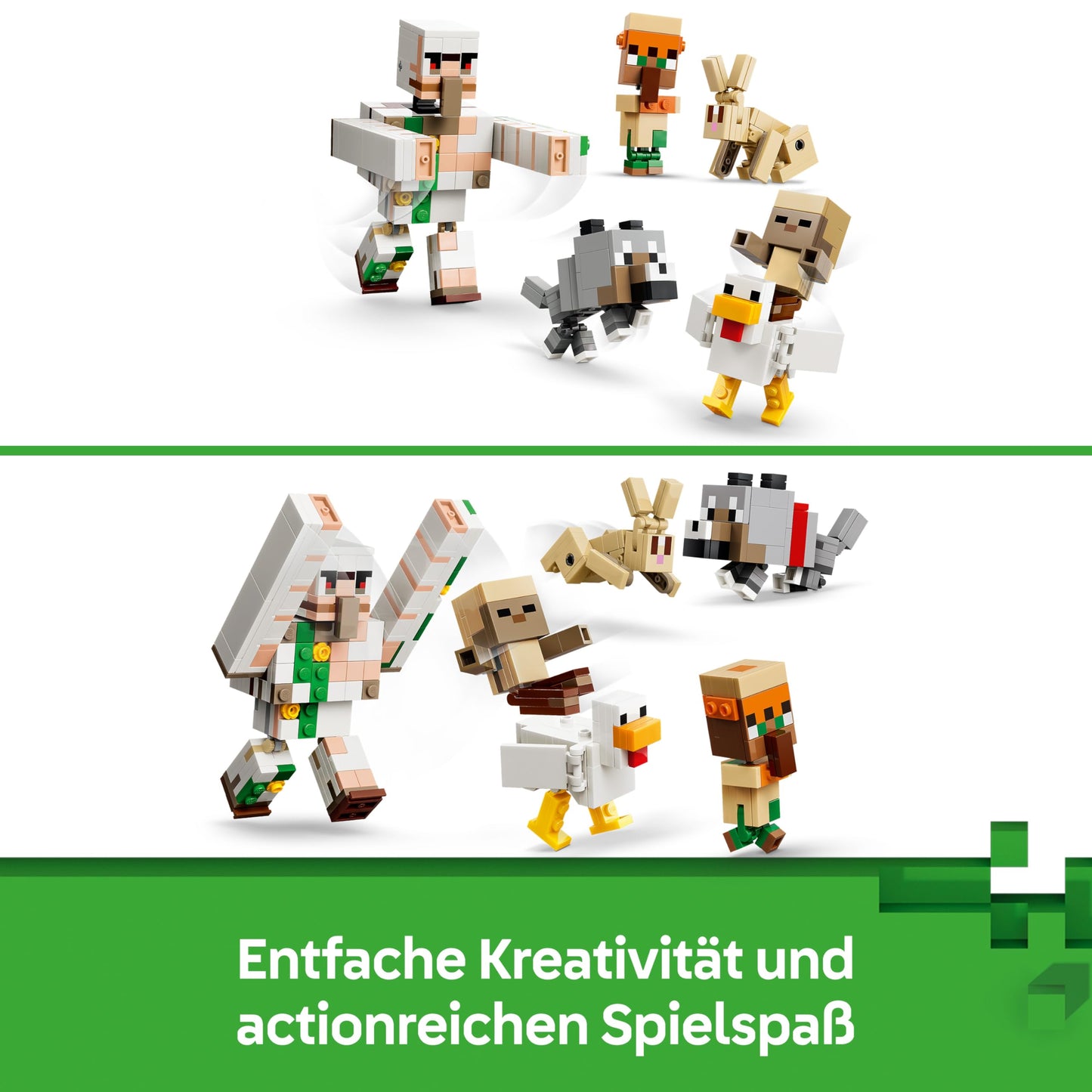 LEGO Minecraft Attack of the Chicken Rider in the Desert - Toy with 6 figures including Iron Golem & Baby Wolf - Room decoration for children - Gaming gift for boys, girls and fans aged 9 and over - 21592
