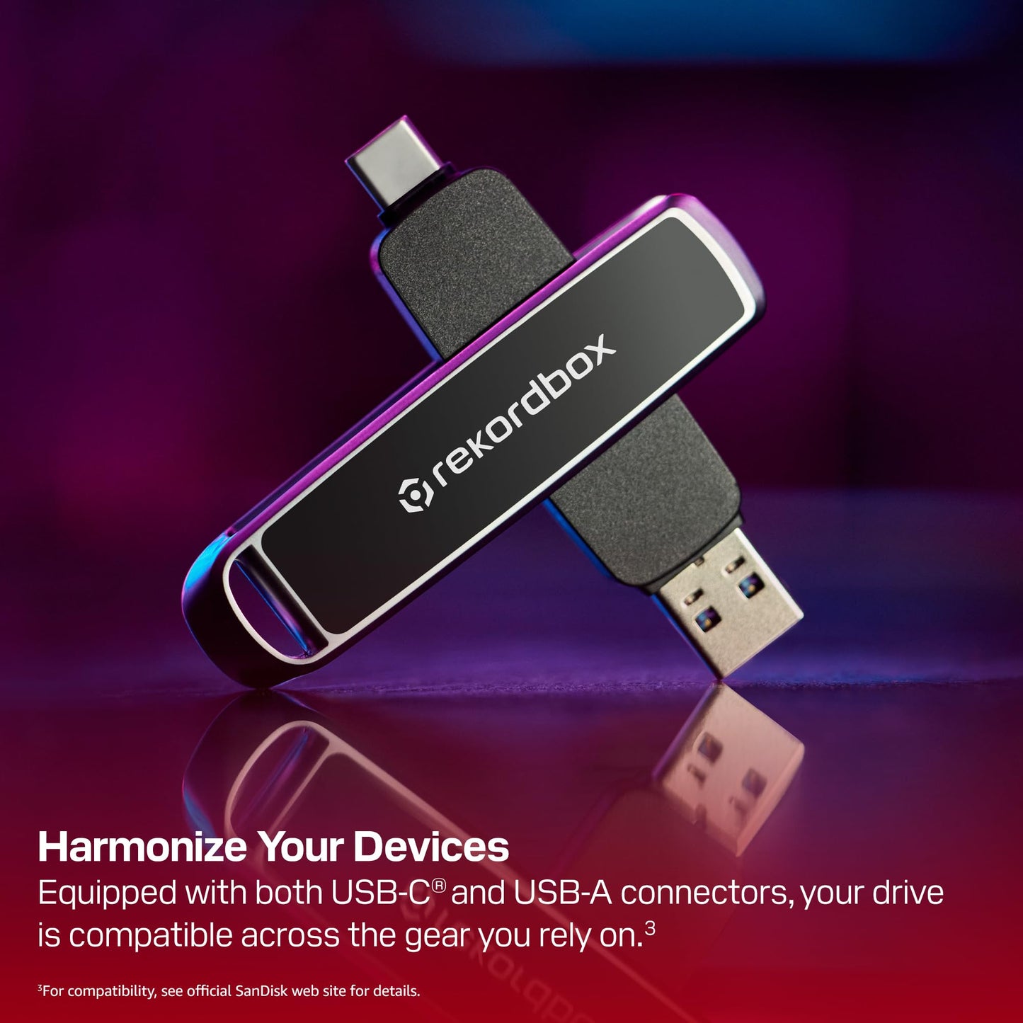 SANDISK DJ flash drive 512GB (tested and optimized for Pioneer DJ & AlphaTheta, dual drive with USB-C/USB-A, up to 1,000MB/s read & 900MB/s write, incl. rekordbox Creative subscription) - SDDDE1-512G-GR46