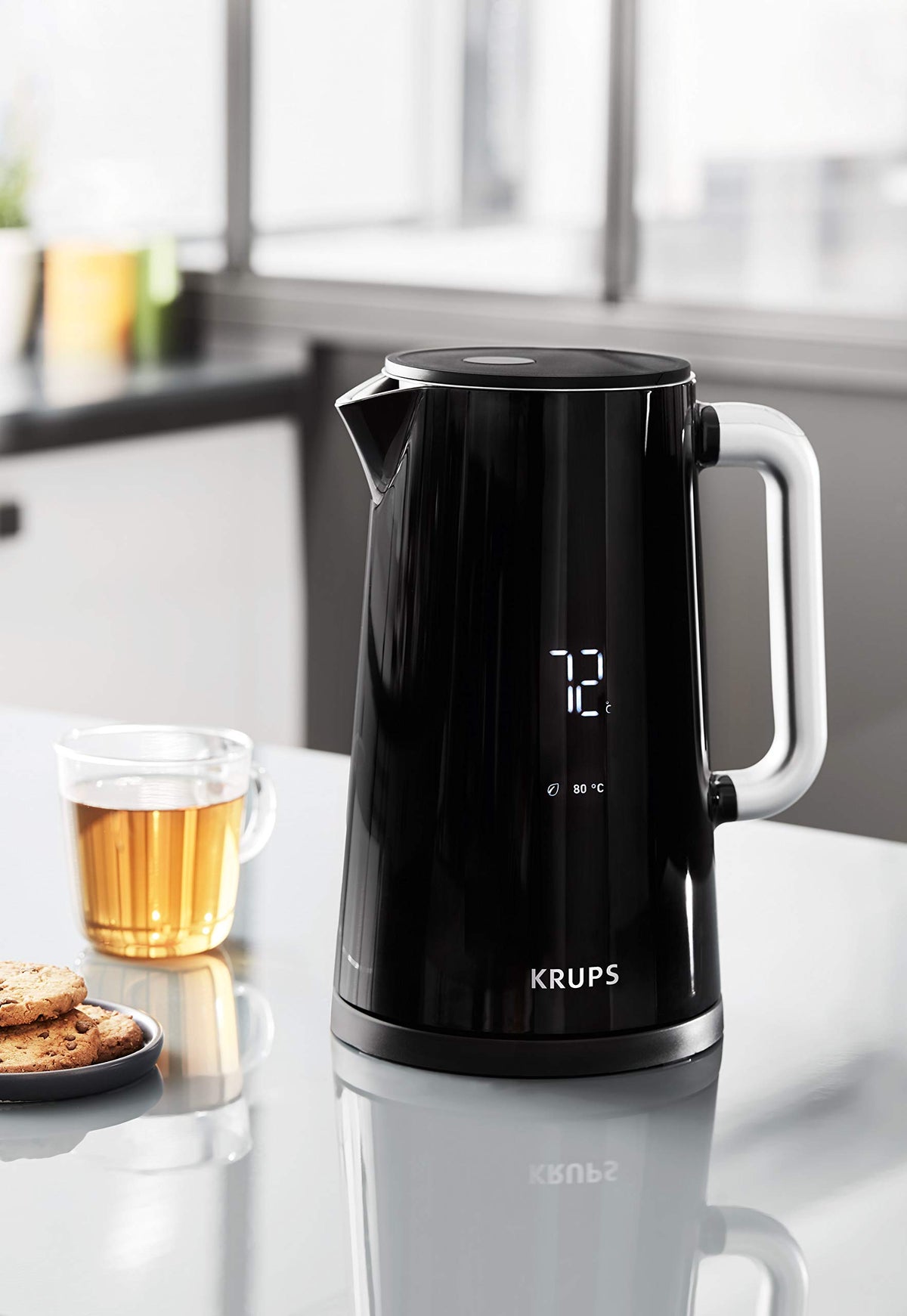 Krups Smart'n Light Fierbător de apă, 5 temperaturi, capacitate de 1,7 litri, interior din oțel inoxidabil, dublu perete, negru, BW801810