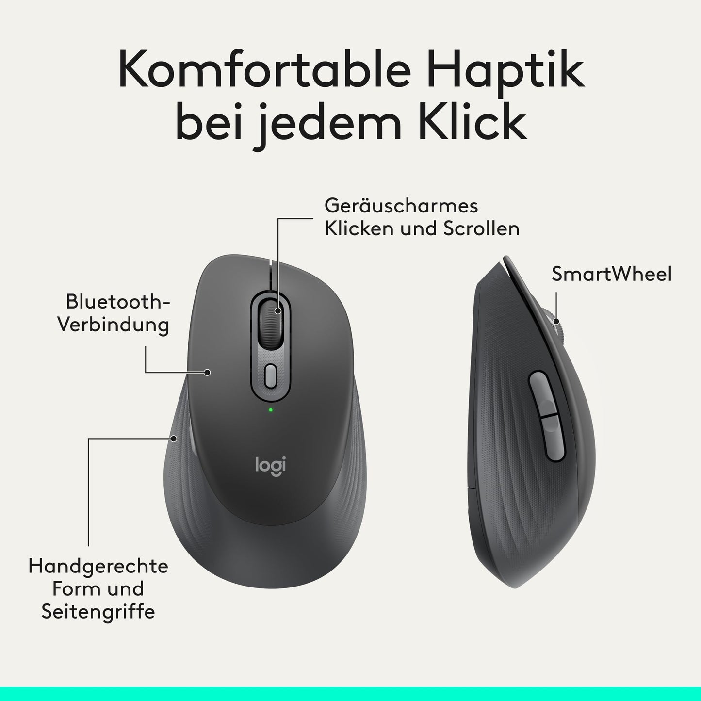 Logitech Signature Comfort M840 L Wireless Mouse is a Bluetooth mouse with silent clicks, SmartWheel, customizable buttons and multi-device compatibility for Windows, macOS and iPadOS - Graphite - 910-007717