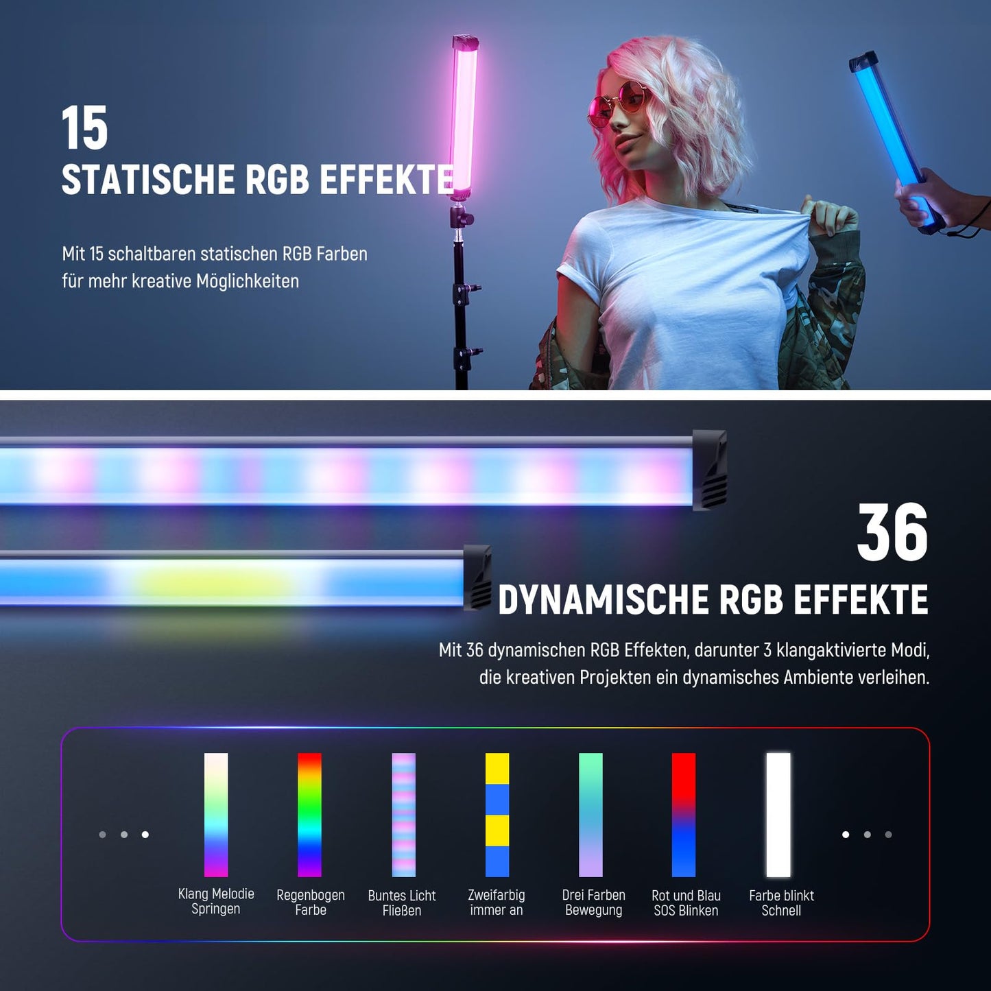 NEEWER Basics 12" Magnetic RGB Video Light Wall, CRI95 Dimmable 8 W, SL30