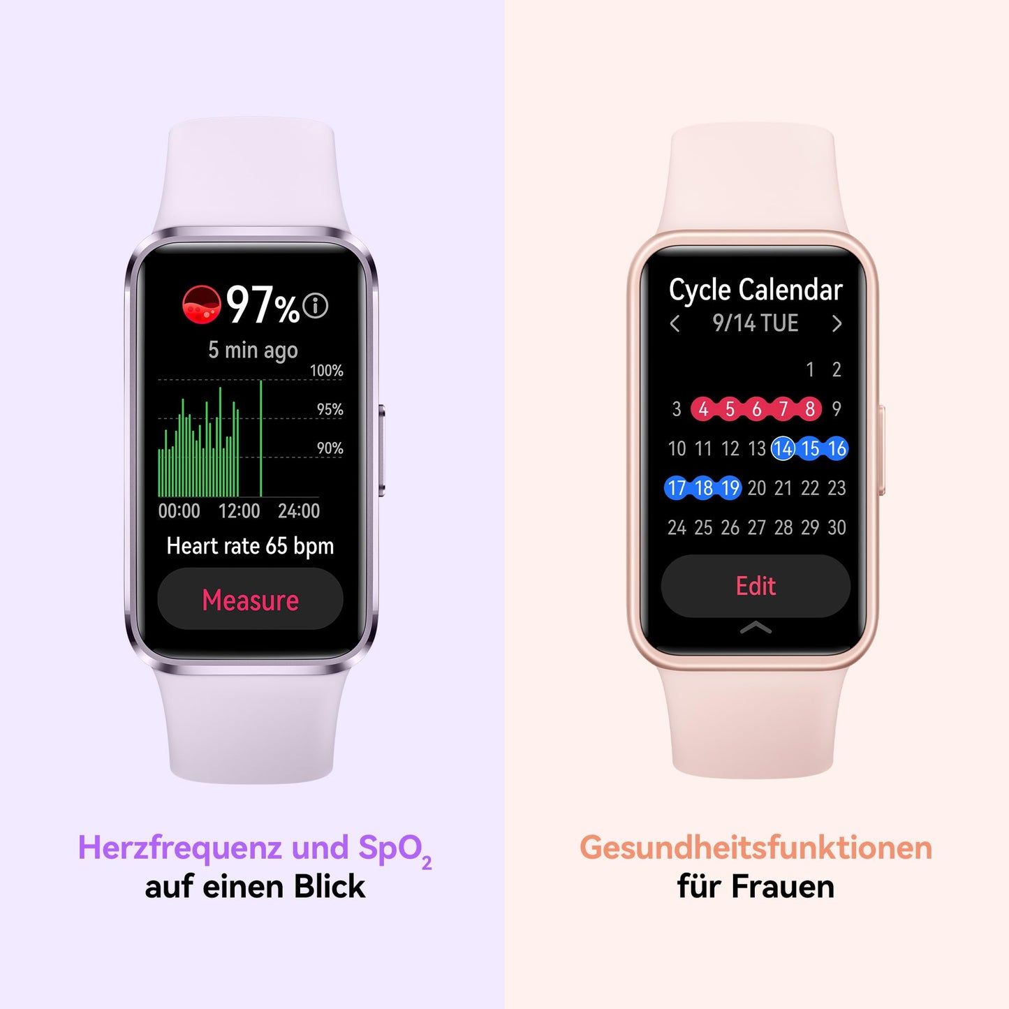 HUAWEI Band 10 Smartwatch, AI-powered fitness tracking with sleep analysis, average heart rate variability (HRV) while sleeping, up to 14 days battery life, for iOS & Android, rose - Nora-B19F