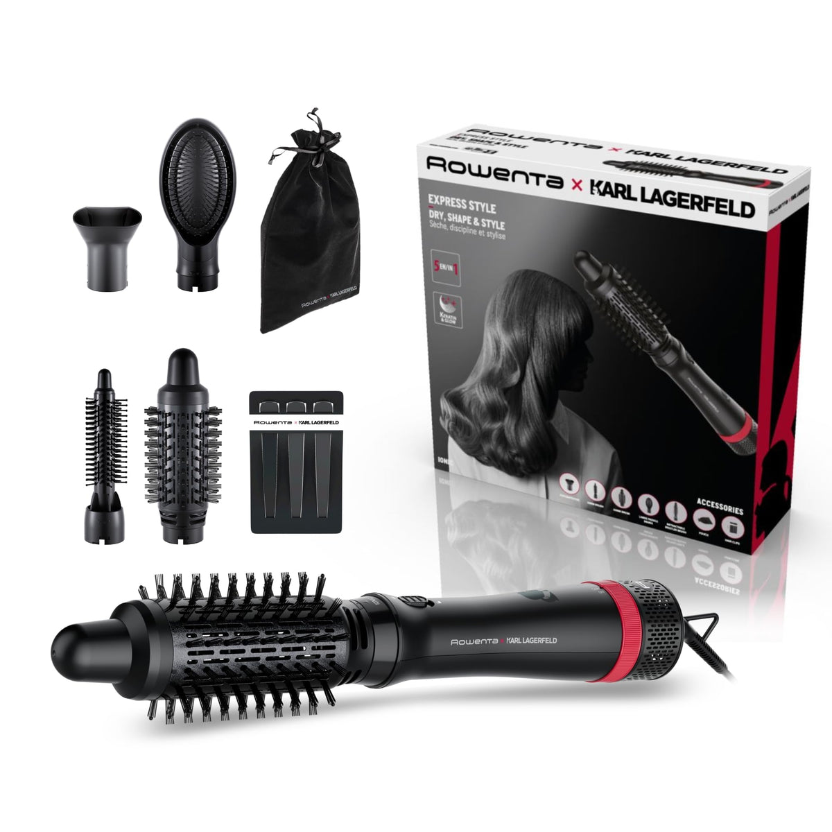 Rowenta x Karl Lagerfeld Express Style, Hot Air Brush, CF635L
