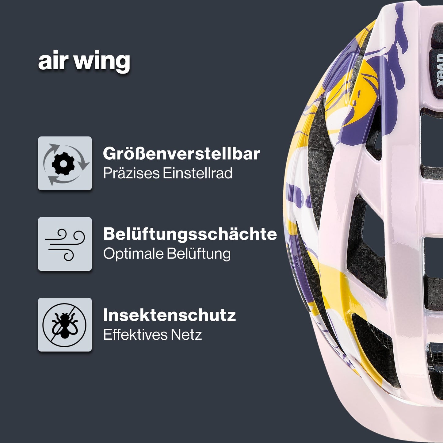 uvex air Wing - Lightweight all-round helmet for men and women - individual size adjustment - powder liquids - 56-60 cm - S4144262817