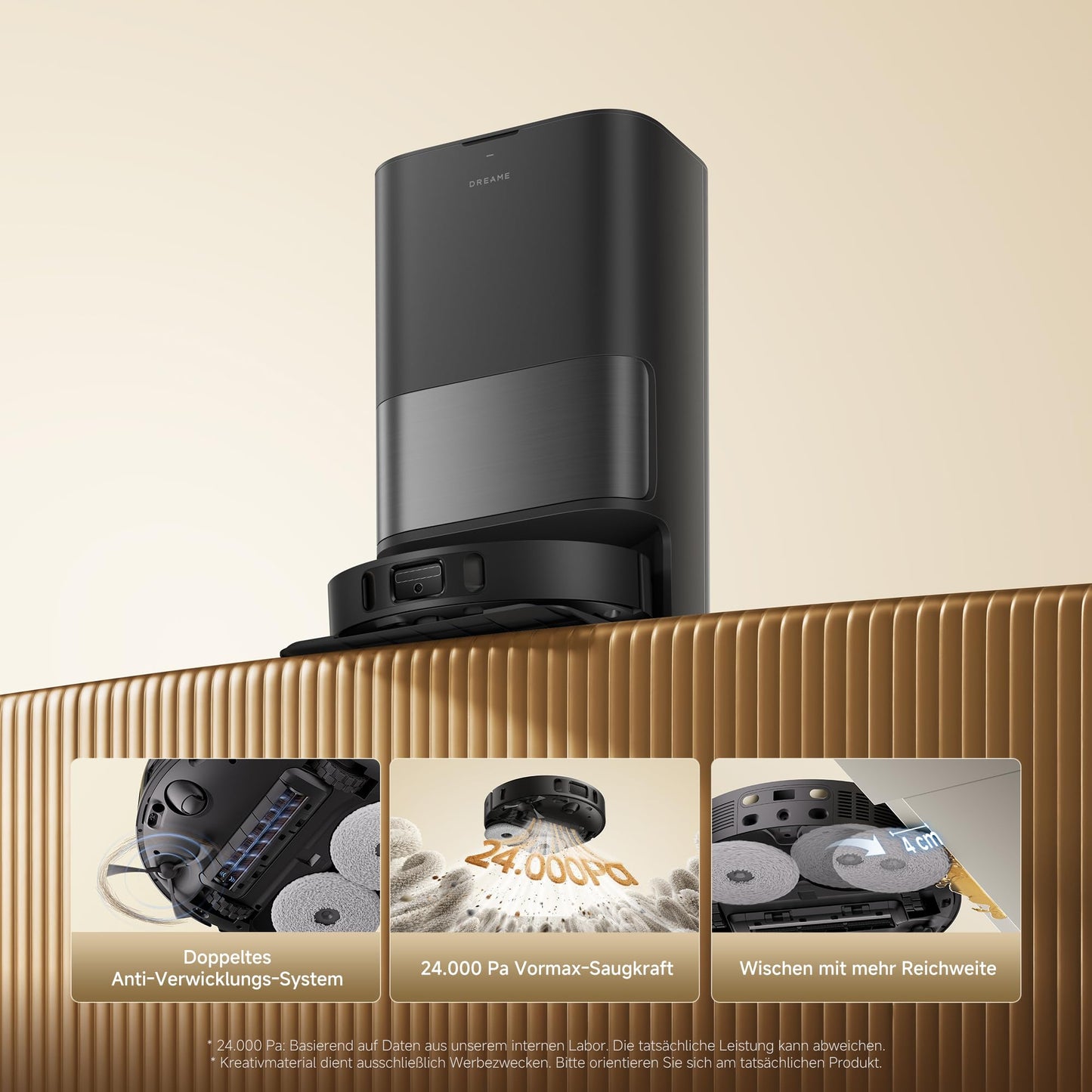 dreame L40 Ultra A robot vacuum cleaner and floor mop with automatic dust emptying and double anti-tangle system, suction power of 24,000 Pa, 10.5 mm wiper lift - RTD31TE