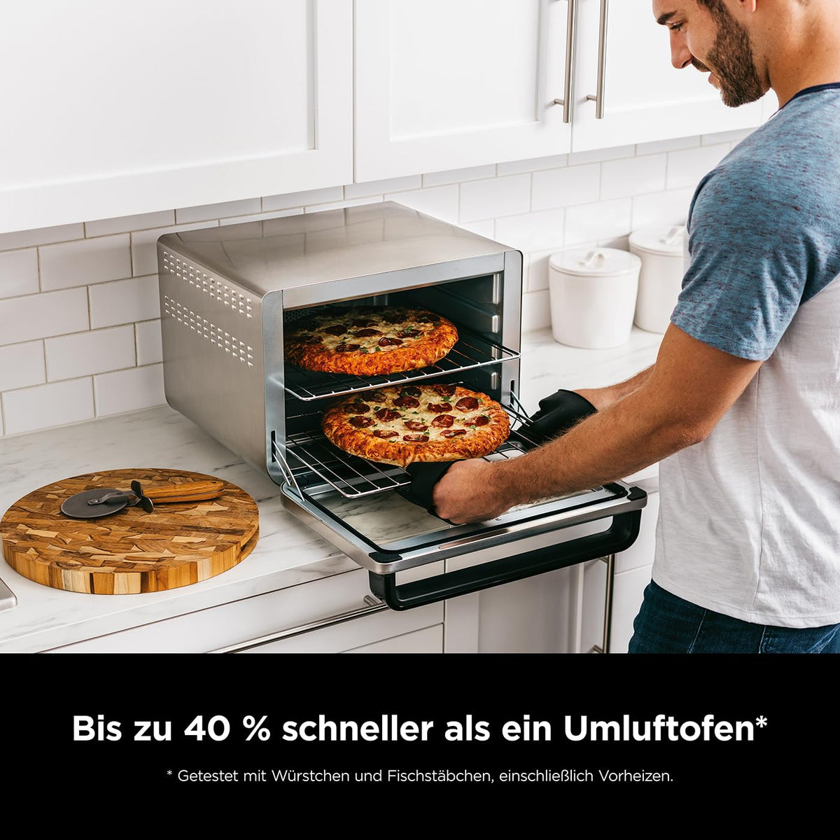 Ninja Foodi 10-in-1 Multifunction Oven, portable mini oven for countertops, multipurpose oven with 10 cooking functions; Air Fry, Roast, Grill, Bake, and more, Silver/Black DT200EU