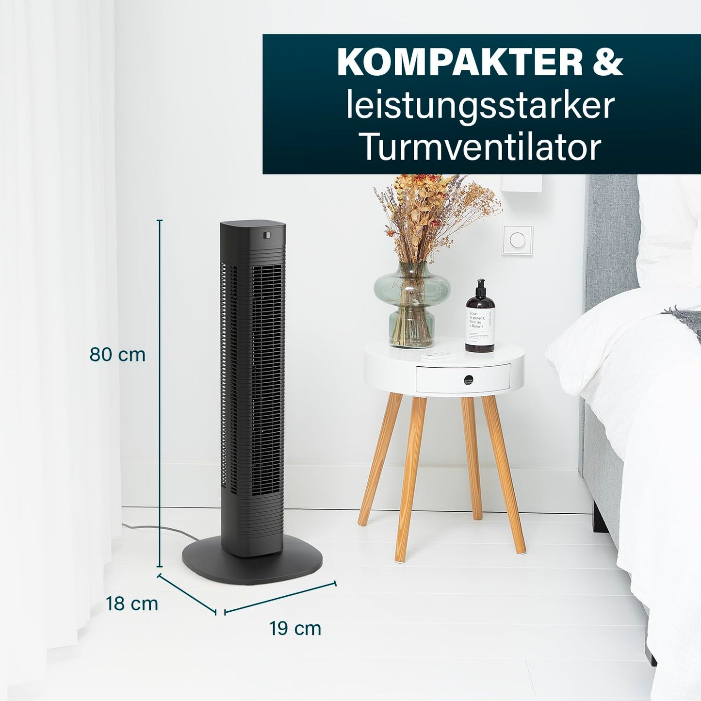 Princess Compact Tower Fan 3 Modes and 3 Speeds - Oscillation - App Control - 358230 - 01.358230.01.001