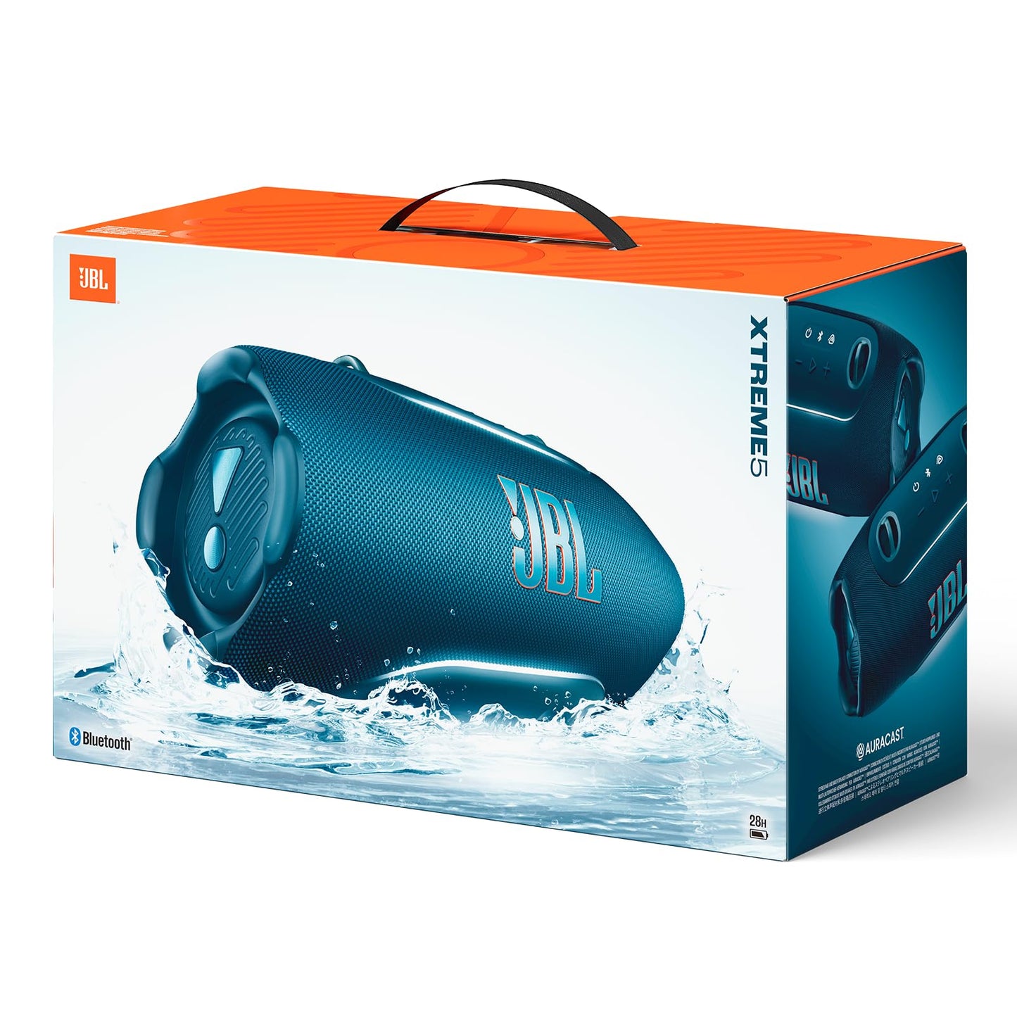 JBL Xtreme 5 portable Bluetooth speaker with JBL Pro Sound, practical shoulder strap, IP68 waterproof, integrated power bank, blue - JBLXTREME5BLU