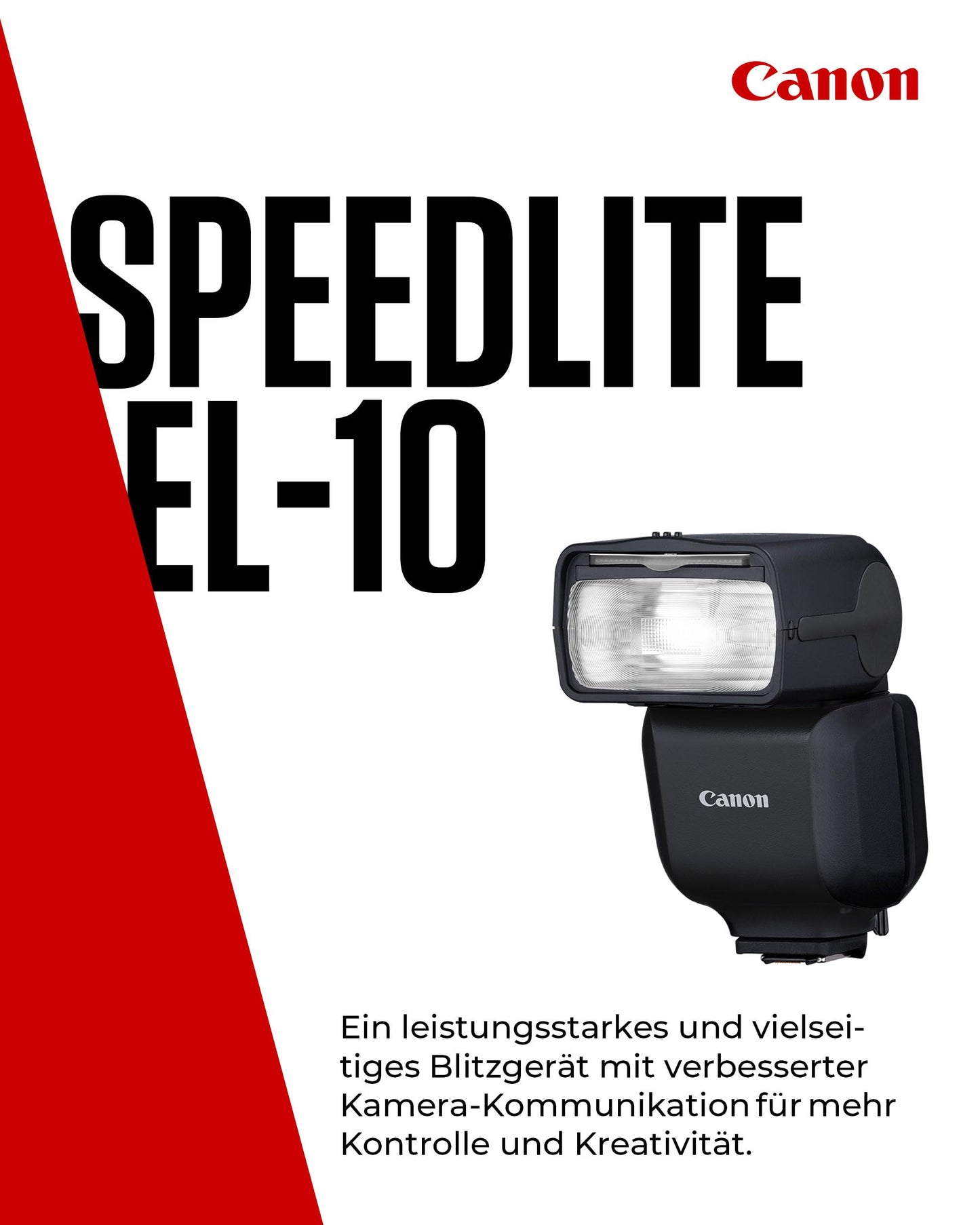 Canon Speedlite EL-10 flash unit (guide number 40, 24-105mm focal length, 1.5s charging time, wireless control, E-TTL II, Camera Connect, 1/1 to 1/1024 power, 180° tilt, note compatibility) Black