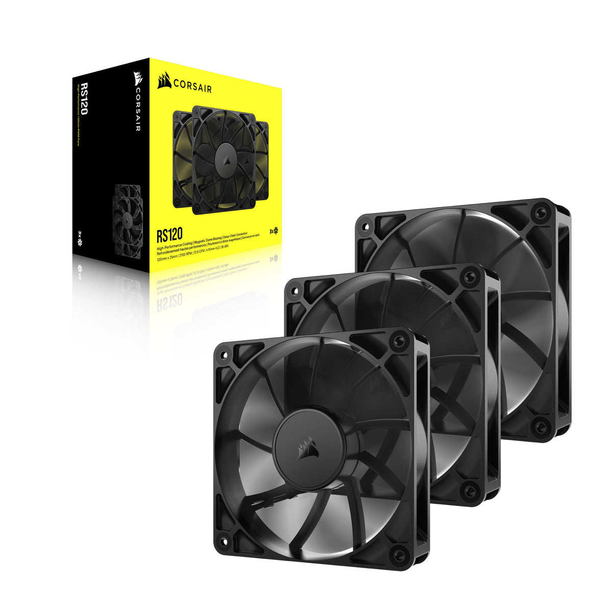 CORSAIR RS120 ventilator PWM de 120mm – pachet de trei, negru - CO-9050189-WW