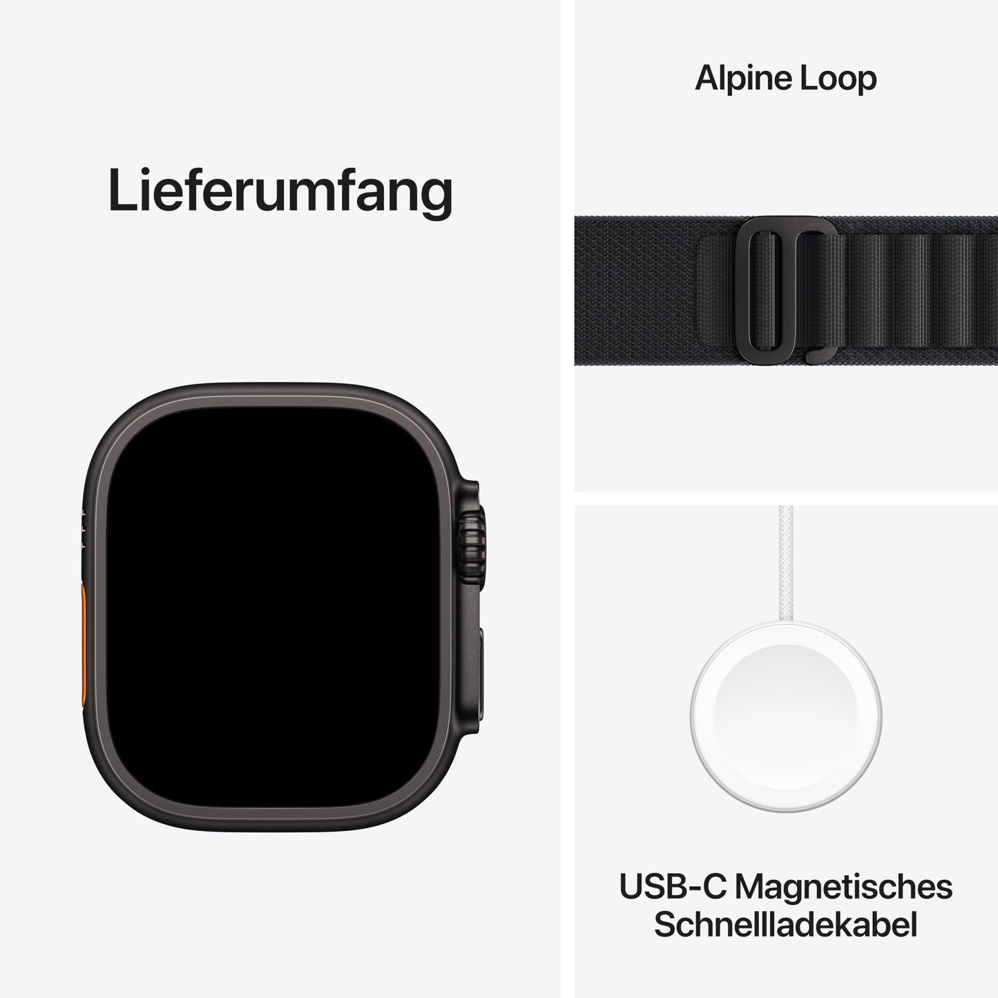 Apple Watch Ultra 3 GPS + Cellular 49 mm premium smartwatch for running training and combination sports with robust titanium case in black and Alpine Loop in black (medium) - MF0V4QF/A