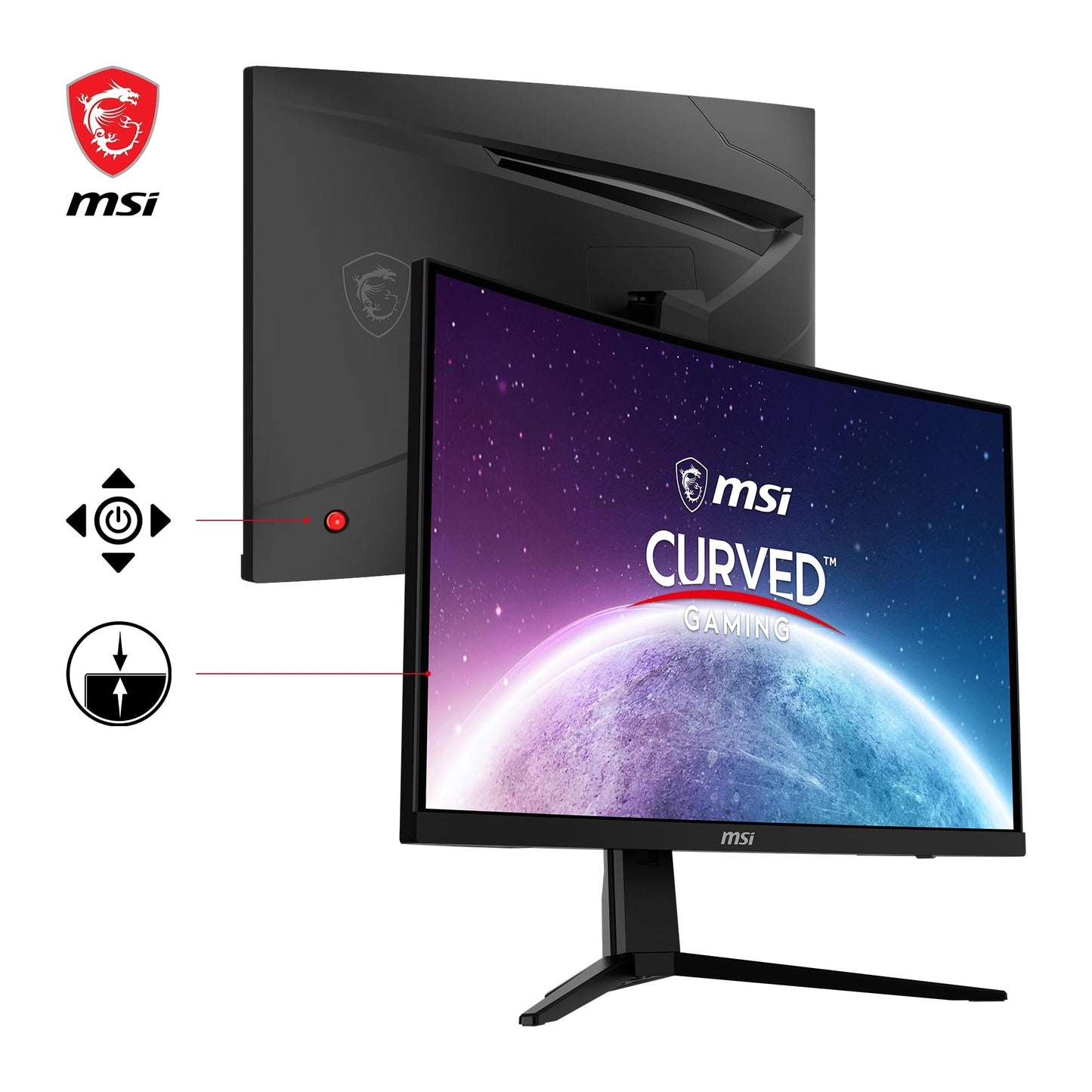 MSI G2422C 23.6 inch FHD Curved Gaming Monitor - 1500R 1920 x 1080 VA Panel, 180Hz / 1ms, Adaptive Sync - DP 1.2a, HDMI 2.0b CEC - 9S6-3BB31H-013