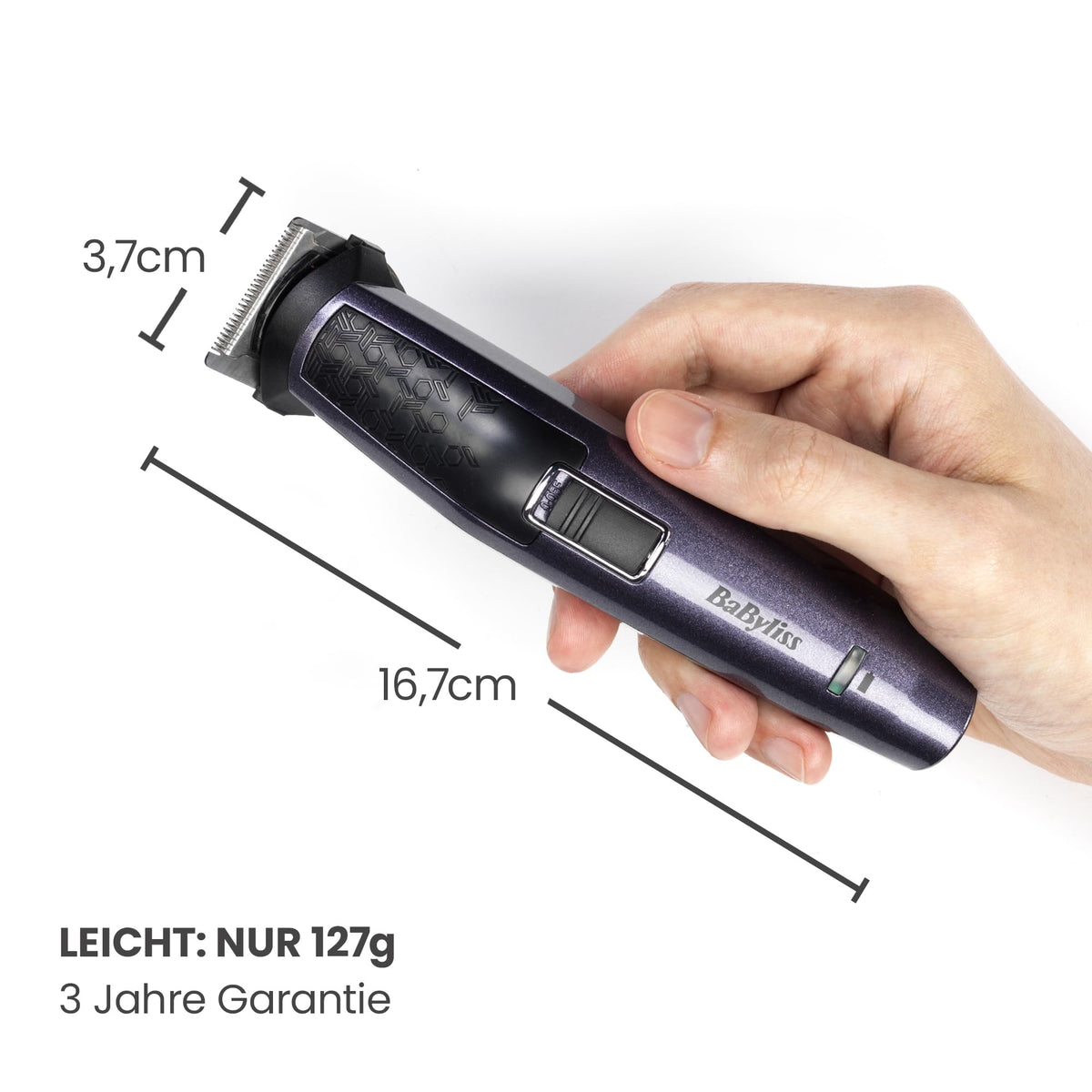 BaByliss 10-in-1 Carbon Titanium Multi-Grooming Trimmer Kit, washable for body, beard, and nose hair, includes storage bag, black grey MT727E