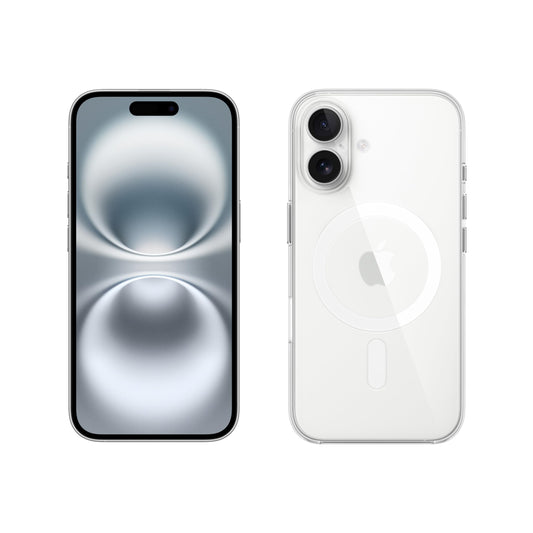 Apple iPhone 16 128 GB - White + Clear Case with MagSafe - MYEA3ZD/A