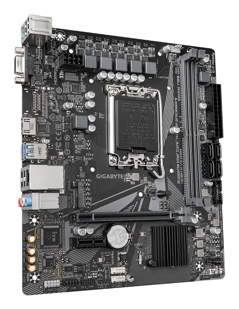 GIGABYTE H610M H V3 DDR4 Mainboard - Supports Intel Core processors 14th CPUs, 4+1+1 Hybrid Phases Digital VRM, up to 3200MHz DDR4, 1xPCIe 3.0 M.2, GbE LAN, USB 3.2 Gen 1