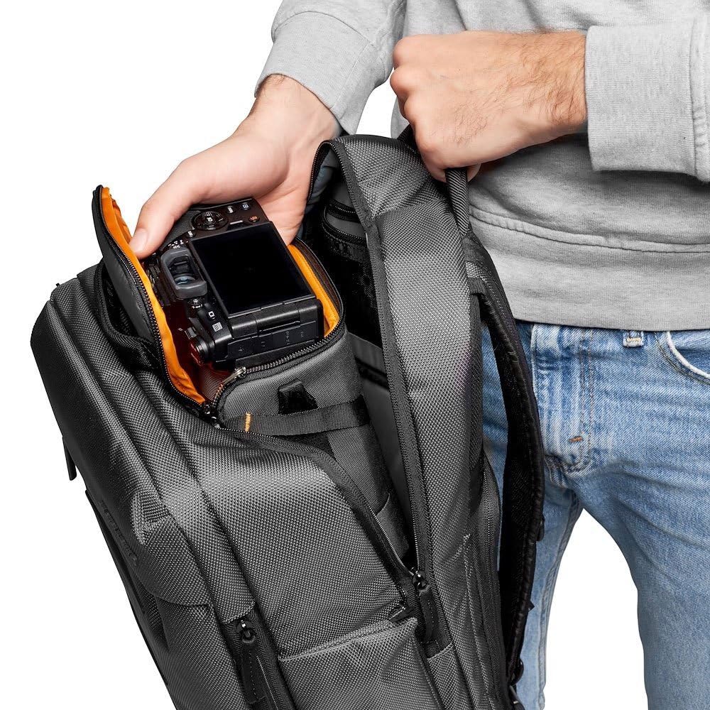 Lowepro GearUp Creator Box Large II, Case for Mirrorless and DSLR Cameras, Camera Bag with QuickDoor Access, Made from Recycled Material, Orange Padded Interior Compartments, Gray - LP37348-GRL