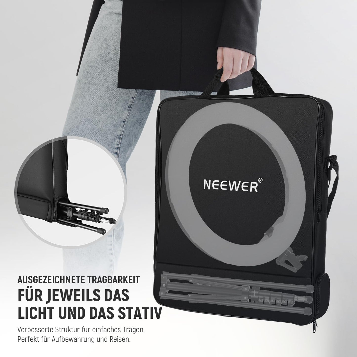 NEEWER 18" RGB LED Ring Light APP Control with Stand and Phone Holder, 42W Dimmable, 2500-10,000K, GM ± 50 Bi Color, CRI97+/TLCI98+, 360° Full Color, 18 Scenes for Selfie, TikTok, Vlog, RGB18 II - 10103392