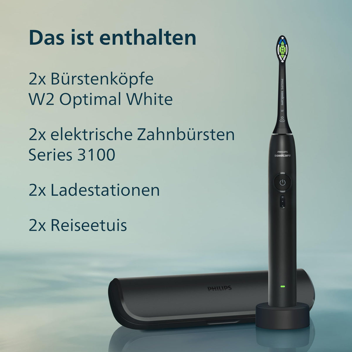 Philips Sonicare Series 3100 Electric Toothbrush – Sonic toothbrush, pressure sensor, 3 intensity settings, EasyStart, SmartTimer, 14 days battery life, travel case, Black & Pink, 2-pack, HX4072/42, [New]