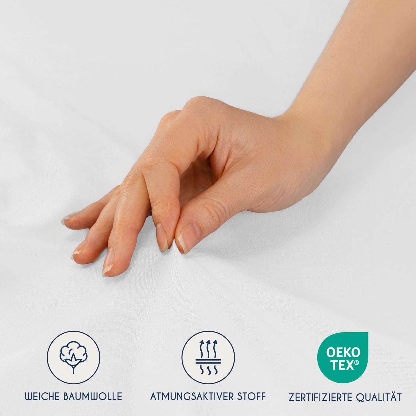 Dreamzie - fitted sheet 180x200cm - cotton Oeko Tex certified - white - 100% jersey fitted sheet 180x200 - DHC_180x200_Wh_2