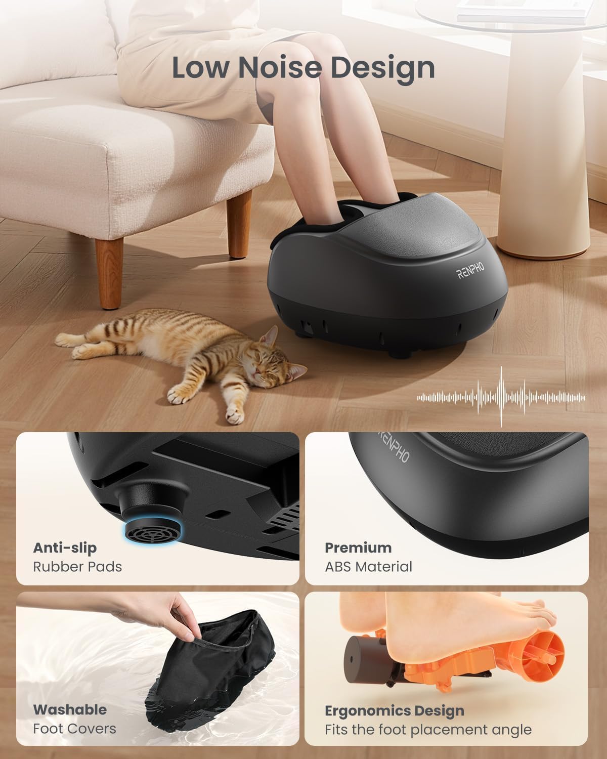 RENPHO Masajer electric pentru picioare cu căldură, masaj Shiatsu pentru picioare - RF-FM059
