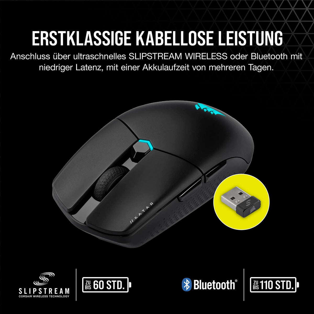 Corsair KATAR Elite Wireless Ultraleichte FPS Gaming Maus - Schwarz - CH-931C111-EU
