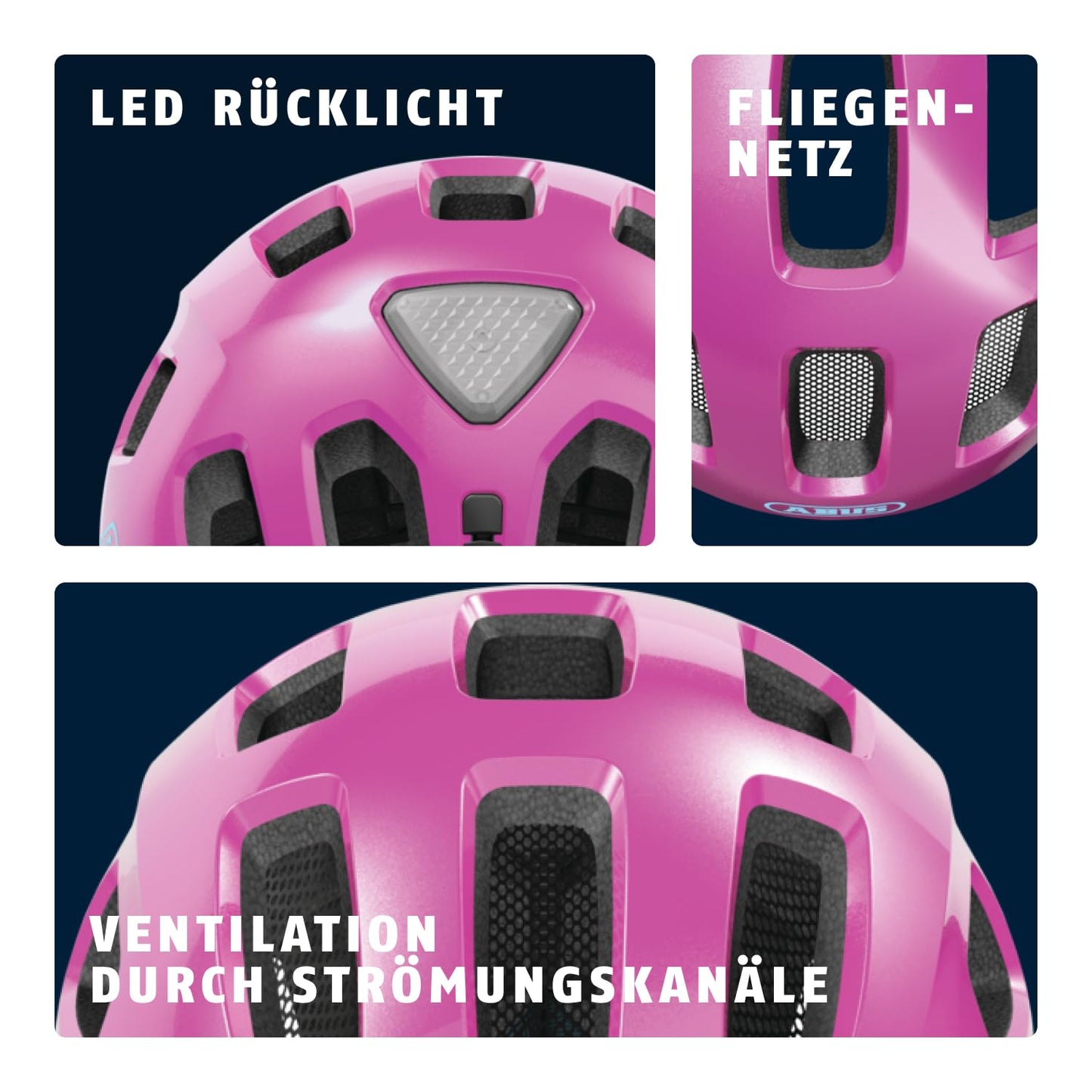ABUS Da Ragazzi, Unisex, Bicycle Helmet, Pink (Sparkling Pink), M (52-57 cm) - 40165