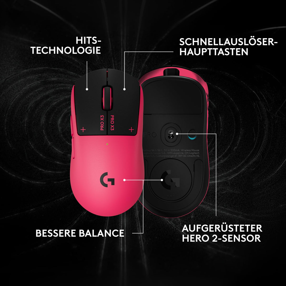 Logitech G PRO X3 SUPERSTRIKE Gaming Mouse - Pink - 910-007827