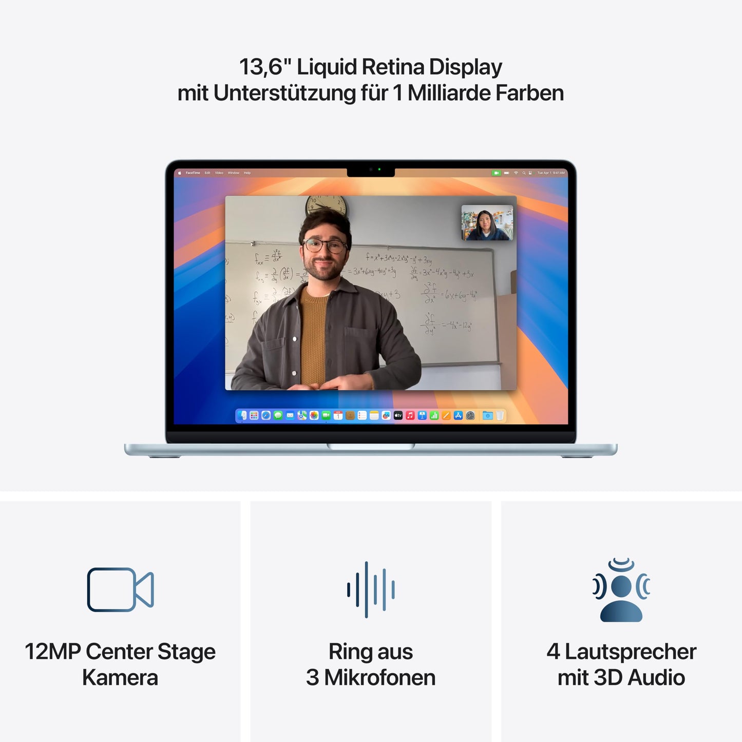 Apple MacBook Air (13", Apple M4 chip with 10-core CPU and 8-core GPU, 16GB shared memory, 256 GB) - sky blue - MC6T4D/A