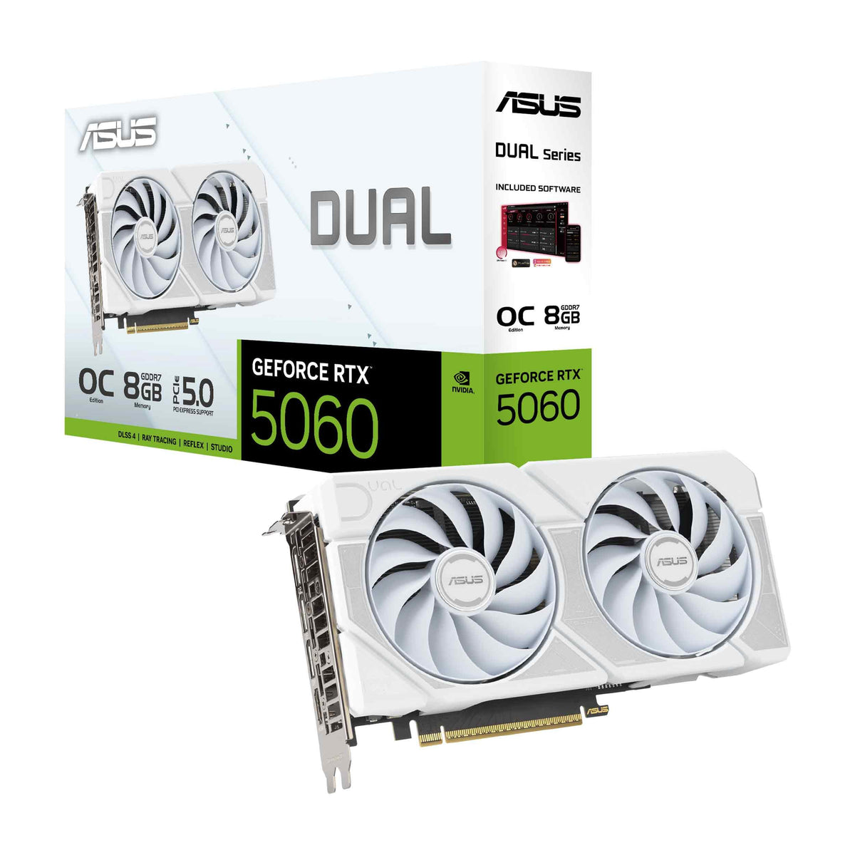 Grafică pentru jocuri ASUS Dual GeForce RTX 5060 8GB GDDR7 White OC Edition - 90YV0N15-M0NA00