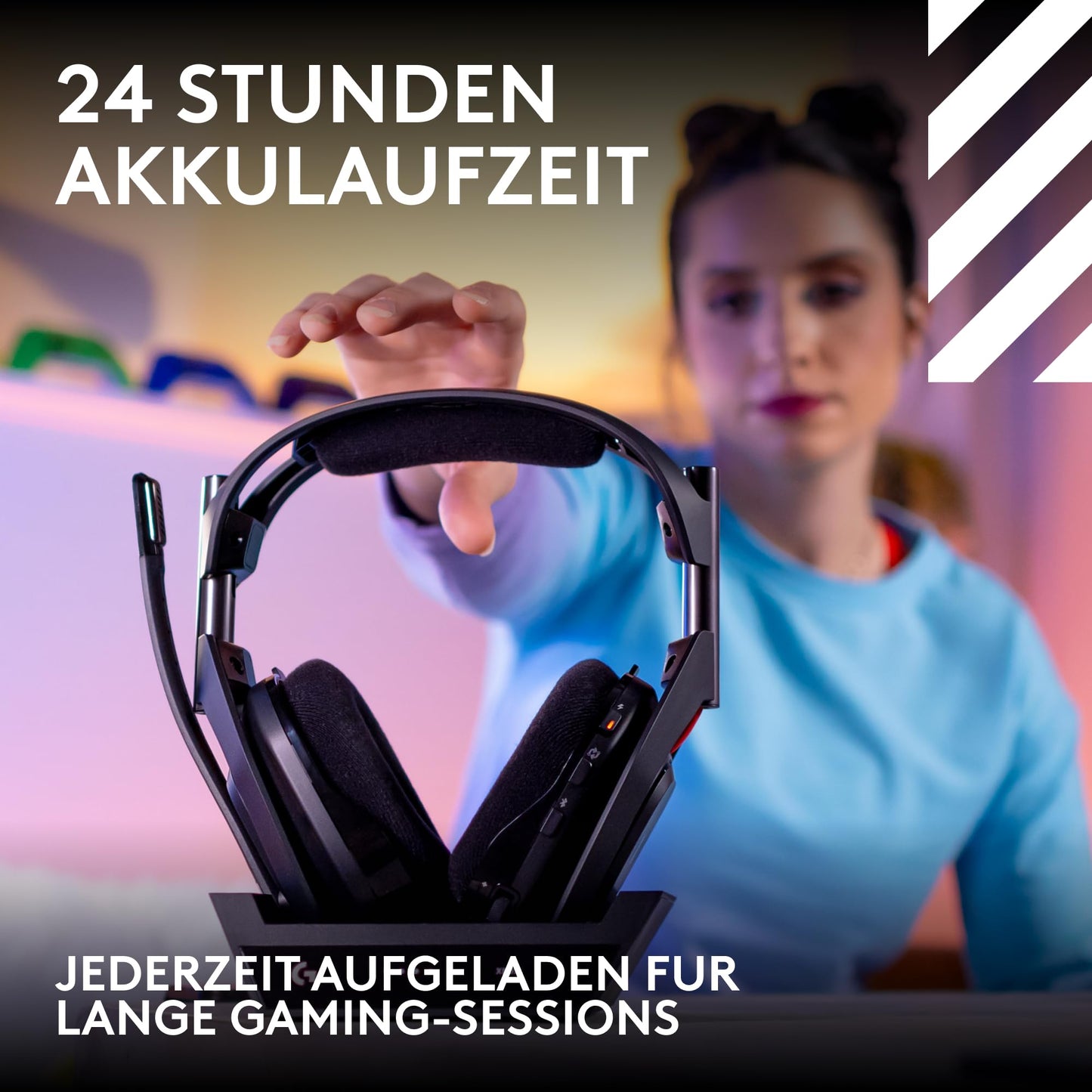 Logitech G Astro A50 LIGHTSPEED, Wireless Gaming Headset + Base Station (5th Generation), PRO-G GRAPHENE, 3-System Switching, USB-C, Xbox, PS5, PC/Mac, Nintendo Switch/Switch 2, Bluetooth - Black - 939-002224