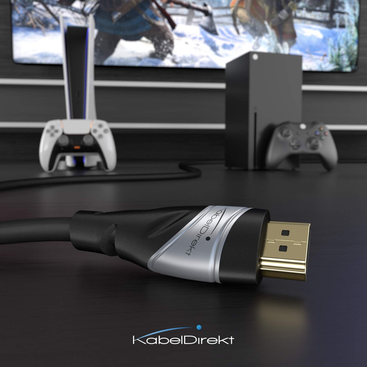 KabelDirekt – 10K & 8K HDMI 2.1b – 5m – certified, black-silver - 1387