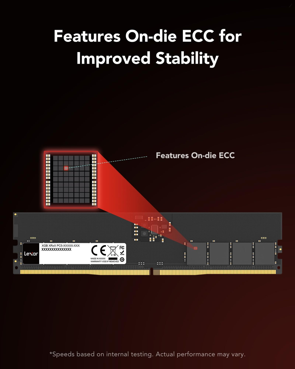 Lexar UDIMM 32GB DDR5 RAM 5600MHz, 288pin DDR5 UDIMM Computer RAM, High Performance Gaming DRAM U-DIMM for PC Memory/Computer Memory, 1.1V, CL46-45-45-90 - LD5U32G56C46ST-BGS