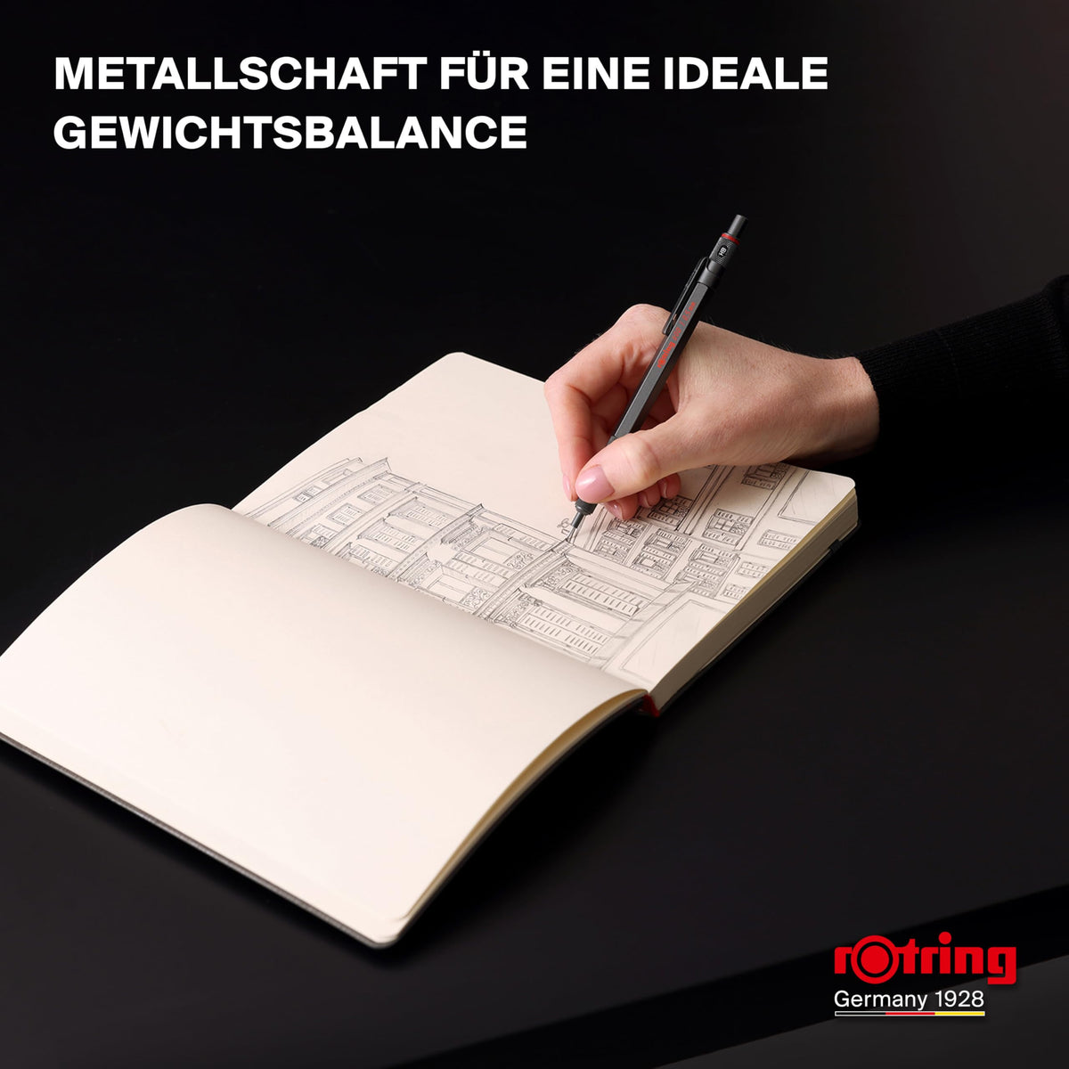 rOtring 600 Mechanical Pencil | HB Lead 0.5 mm | Twist-Lead Pencil with Full Metal Body | Stone Grey | Non-slip Knurled Grip Zone and Hexagonal Shaft - SAP_2204409