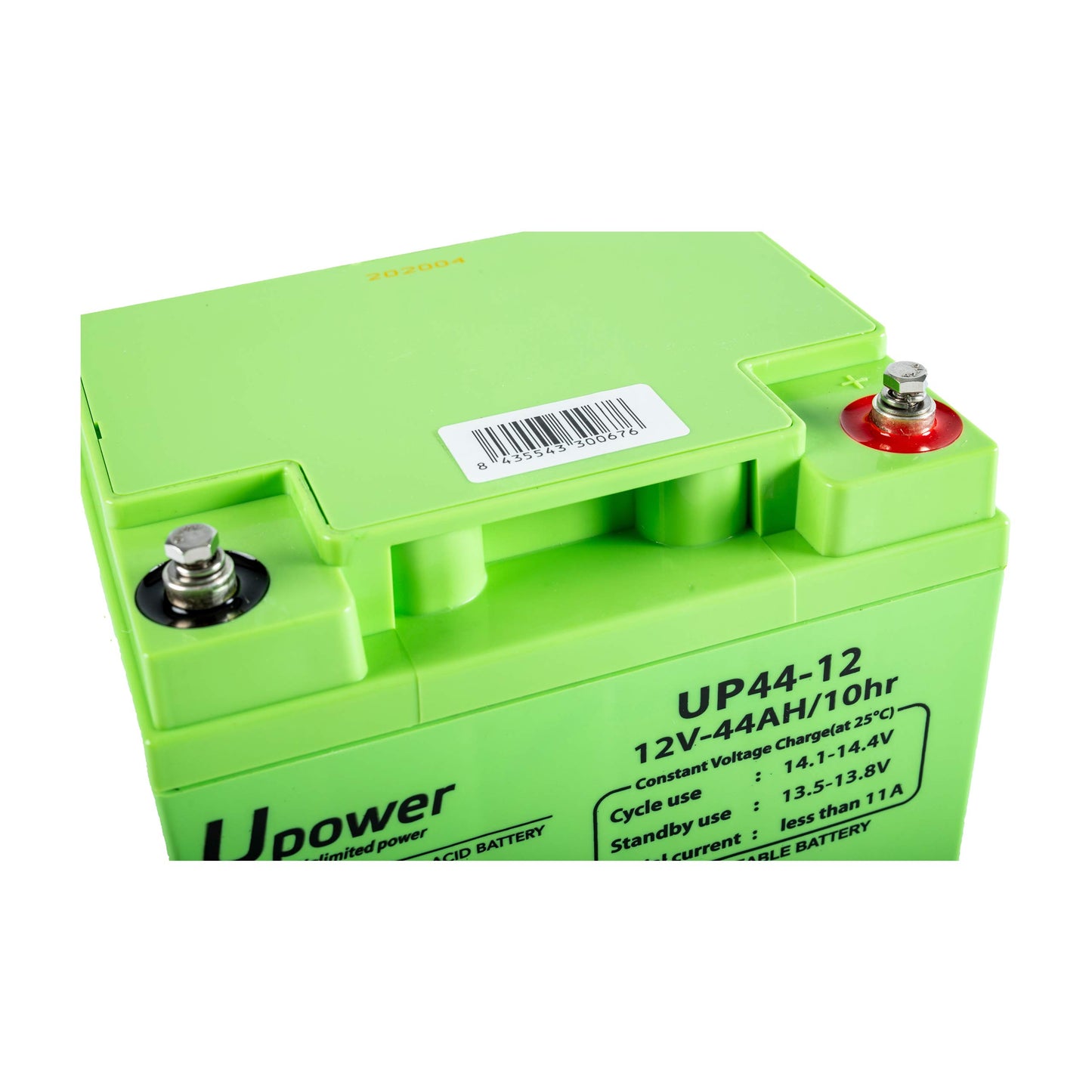 U-Power AGM battery 12V 44Ah, VRLA lead battery maintenance-free, rechargeable, screw connection M6, for UPS/UPS, alarm systems, solar systems & security