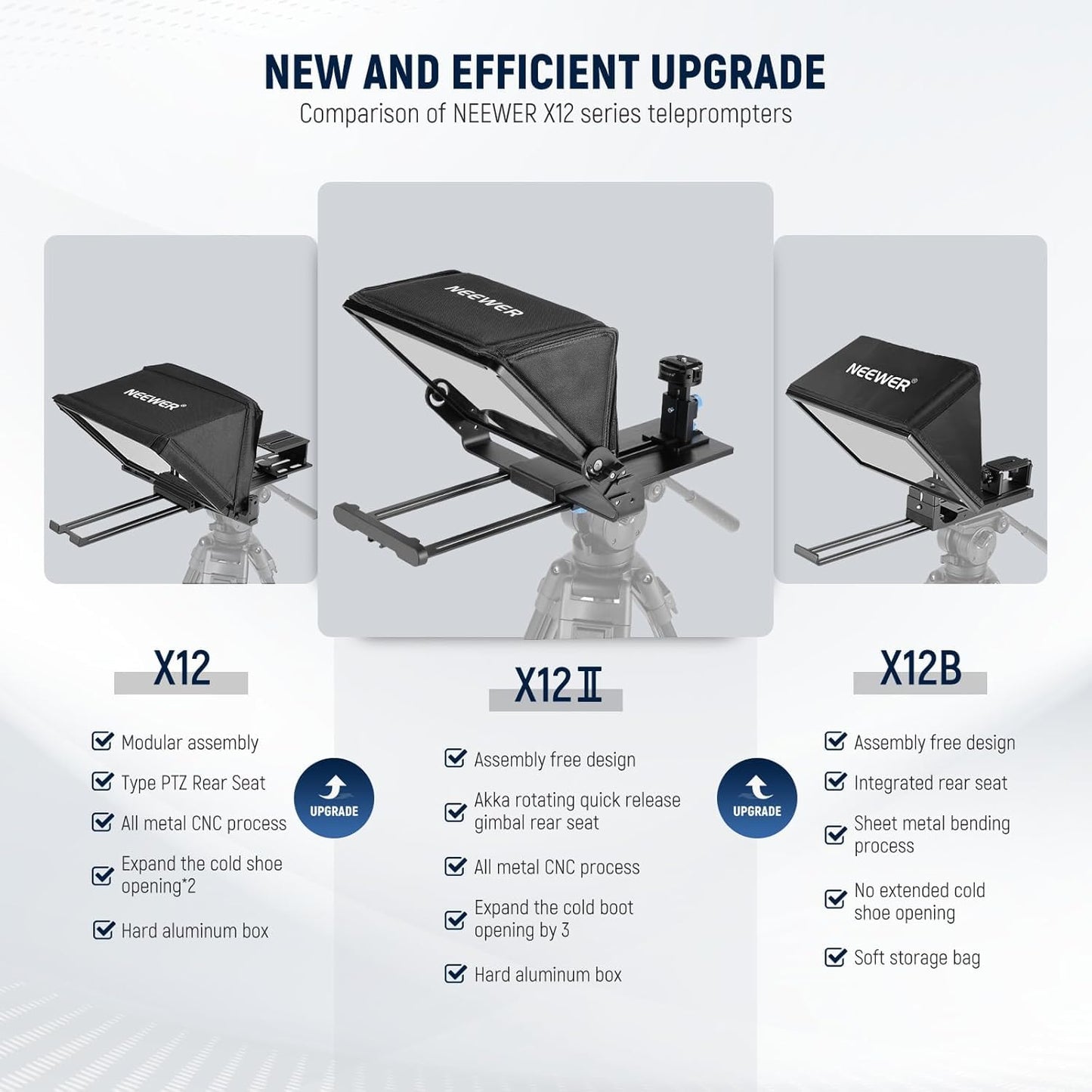 NEEWER teleprompter with Arca type camera holder, Cold Shoes, RT113 remote control for the NEEWER Prompter app online teaching/vlogger/live streaming prompter compatible with iPad Tablet X12II